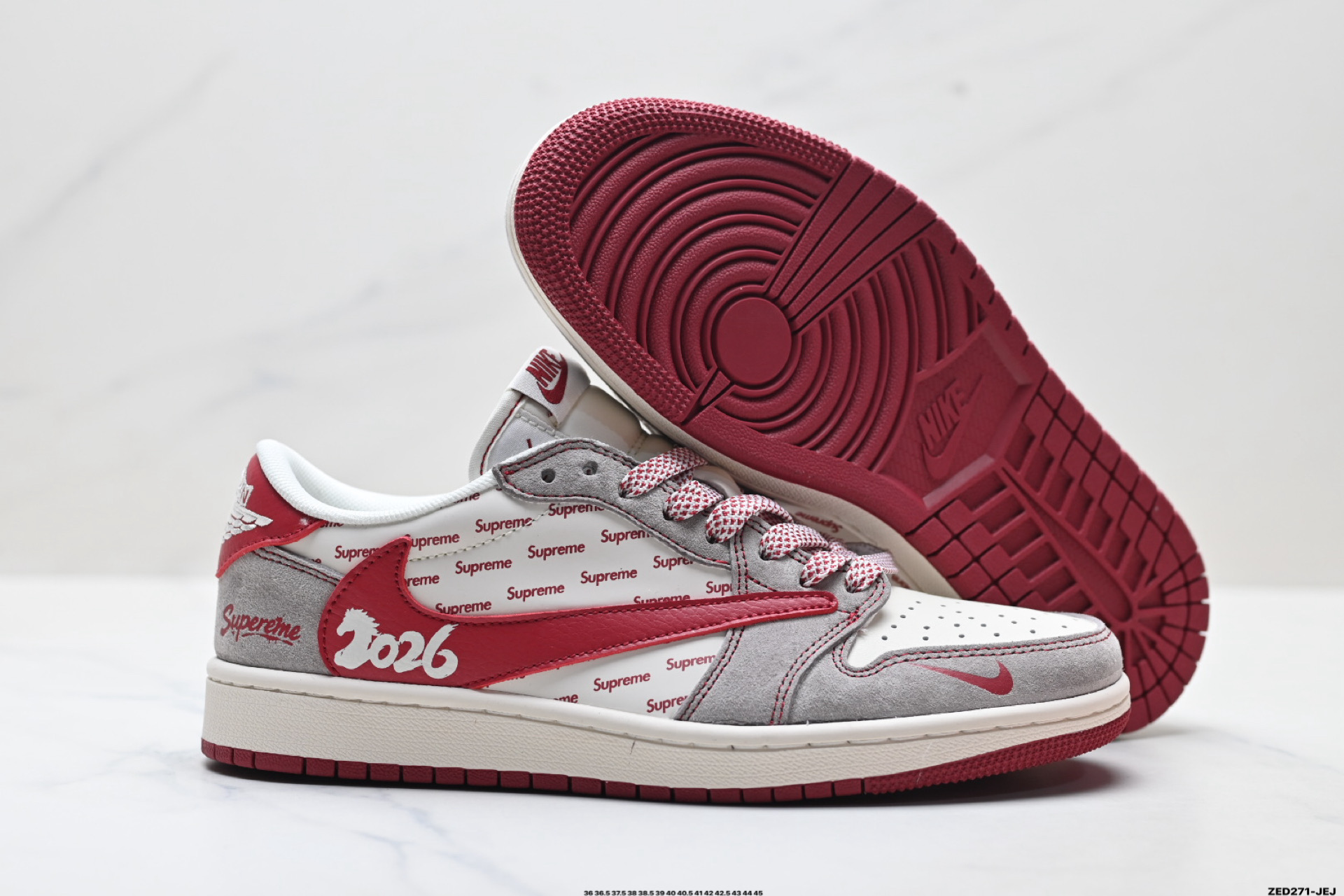 280 Nike Air Jordan 1 x Travis Scott AJ1倒勾 乔一倒钩 ‘DIY’定制 耐克 低帮文化篮球鞋 JP2076-119