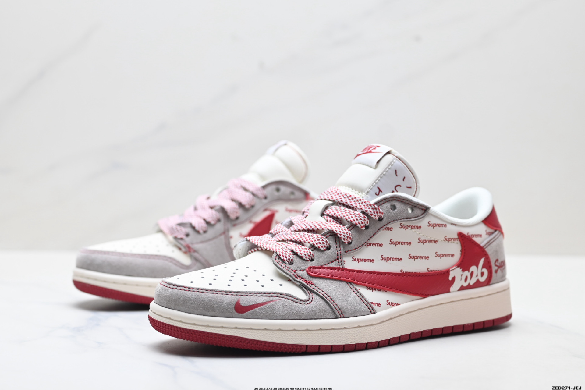 280 Nike Air Jordan 1 x Travis Scott AJ1倒勾 乔一倒钩 ‘DIY’定制 耐克 低帮文化篮球鞋 JP2076-119
