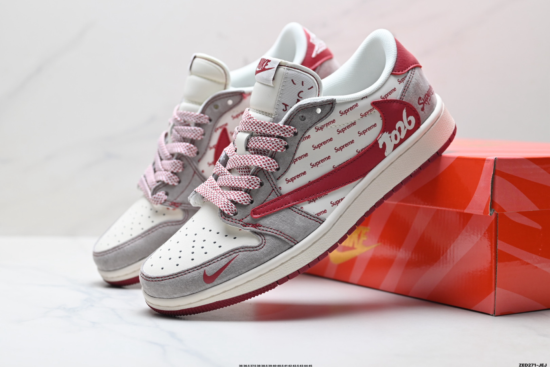 280 Nike Air Jordan 1 x Travis Scott AJ1倒勾 乔一倒钩 ‘DIY’定制 耐克 低帮文化篮球鞋 JP2076-119