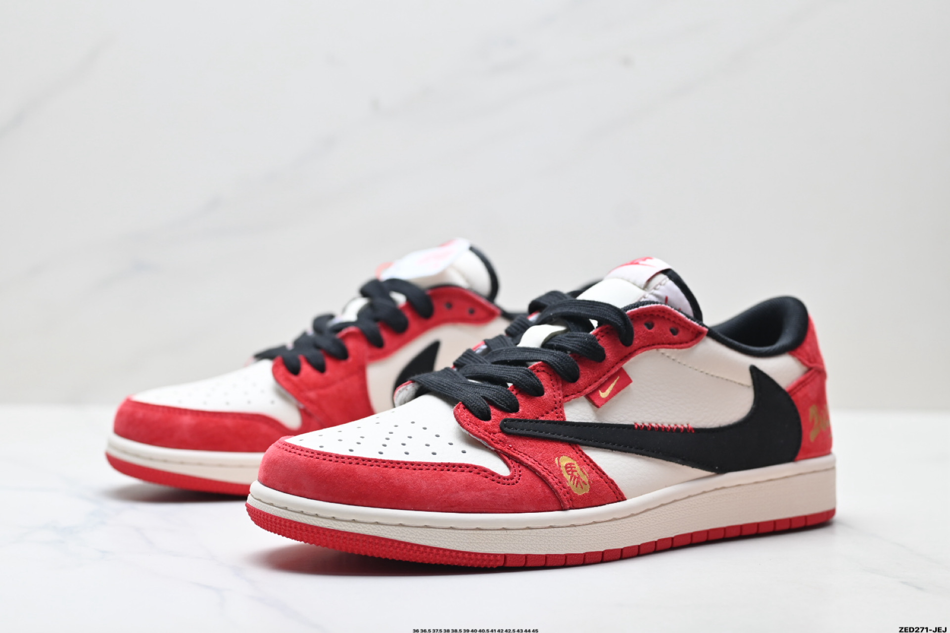280 Nike Air Jordan 1 x Travis Scott AJ1倒勾 乔一倒钩 ‘DIY’定制 耐克 低帮文化篮球鞋 QW5288-142