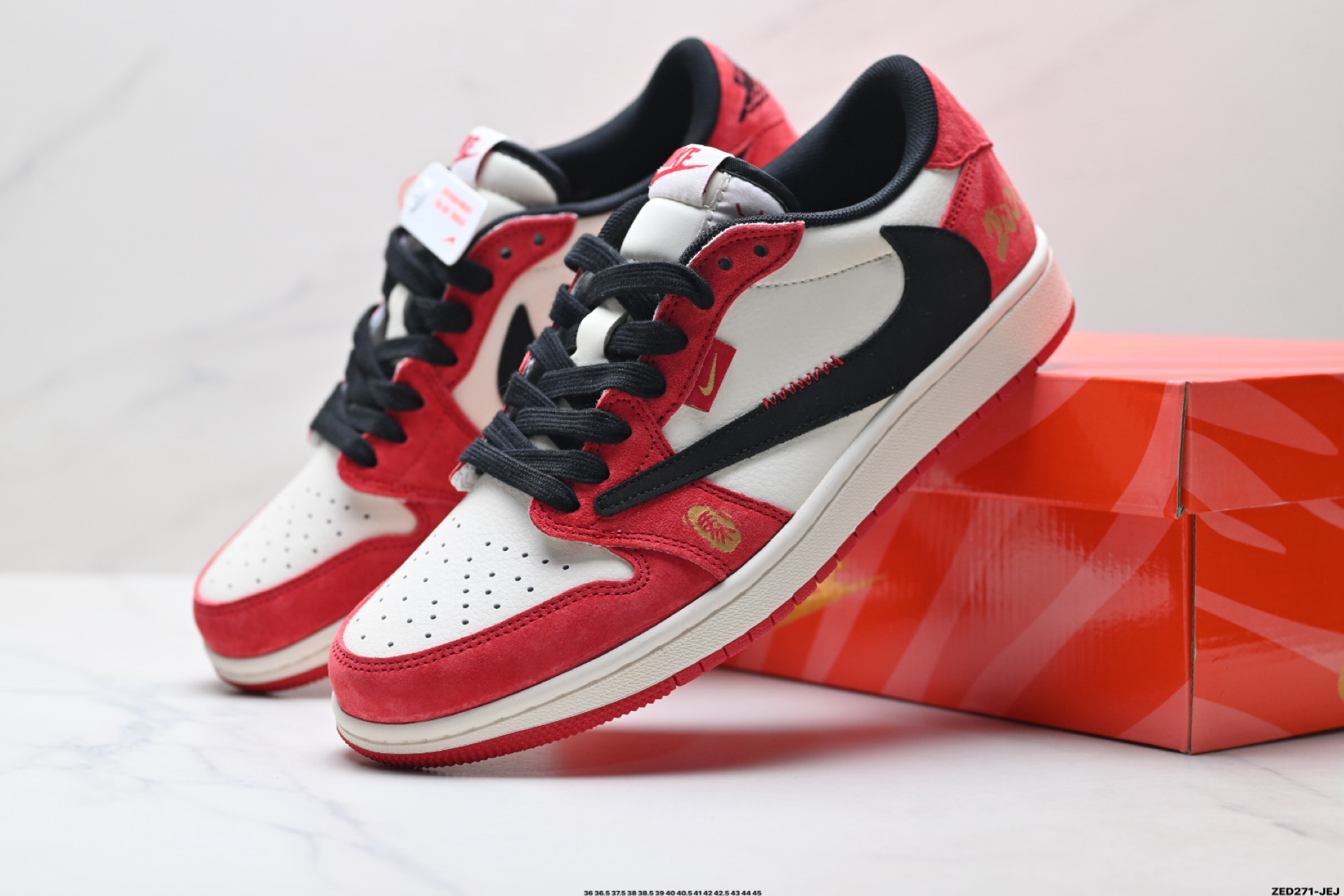 280 Nike Air Jordan 1 x Travis Scott AJ1倒勾 乔一倒钩 ‘DIY’定制 耐克 低帮文化篮球鞋 QW5288-142