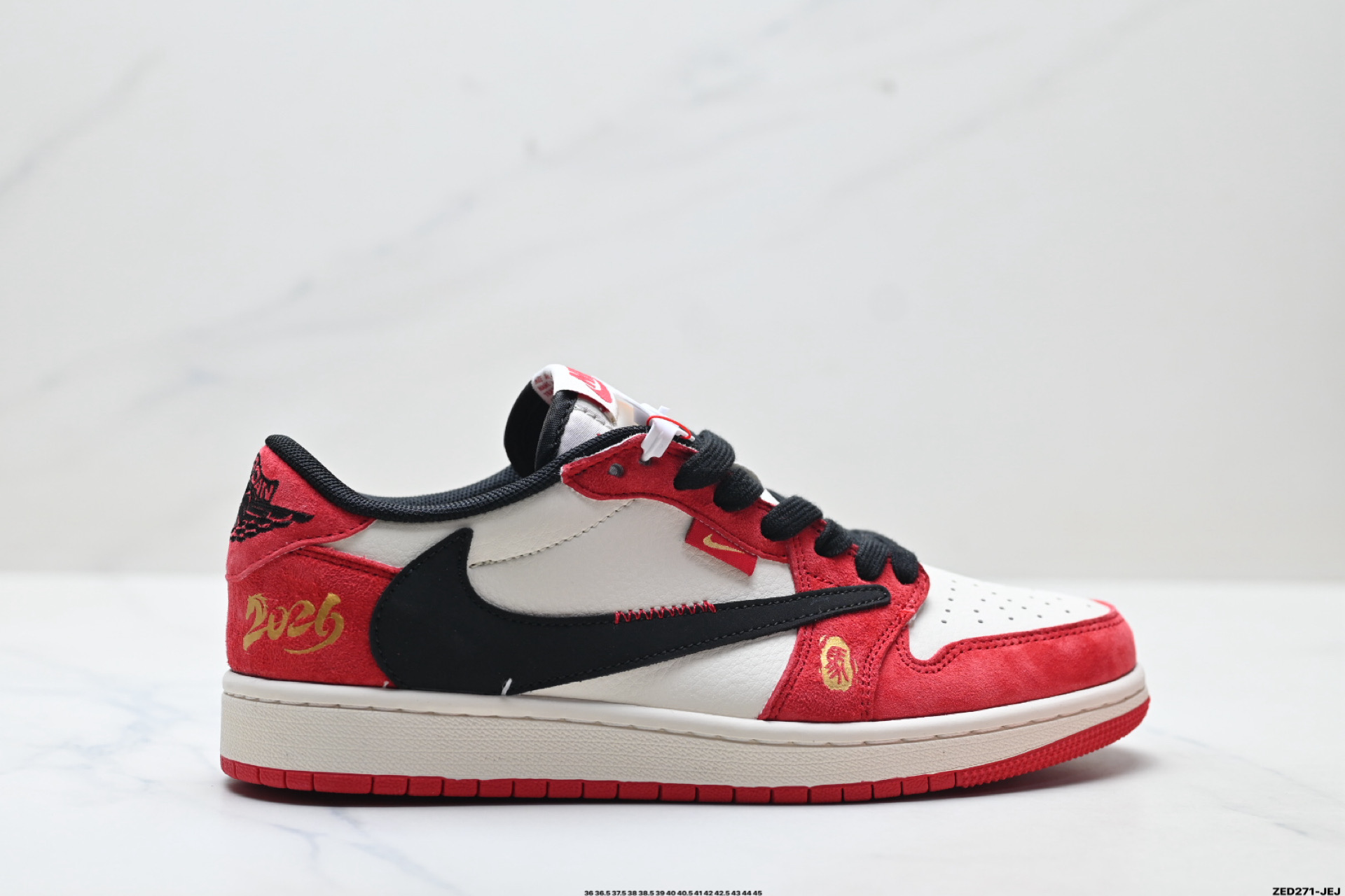 280 Nike Air Jordan 1 x Travis Scott AJ1倒勾 乔一倒钩 ‘DIY’定制 耐克 低帮文化篮球鞋 QW5288-142