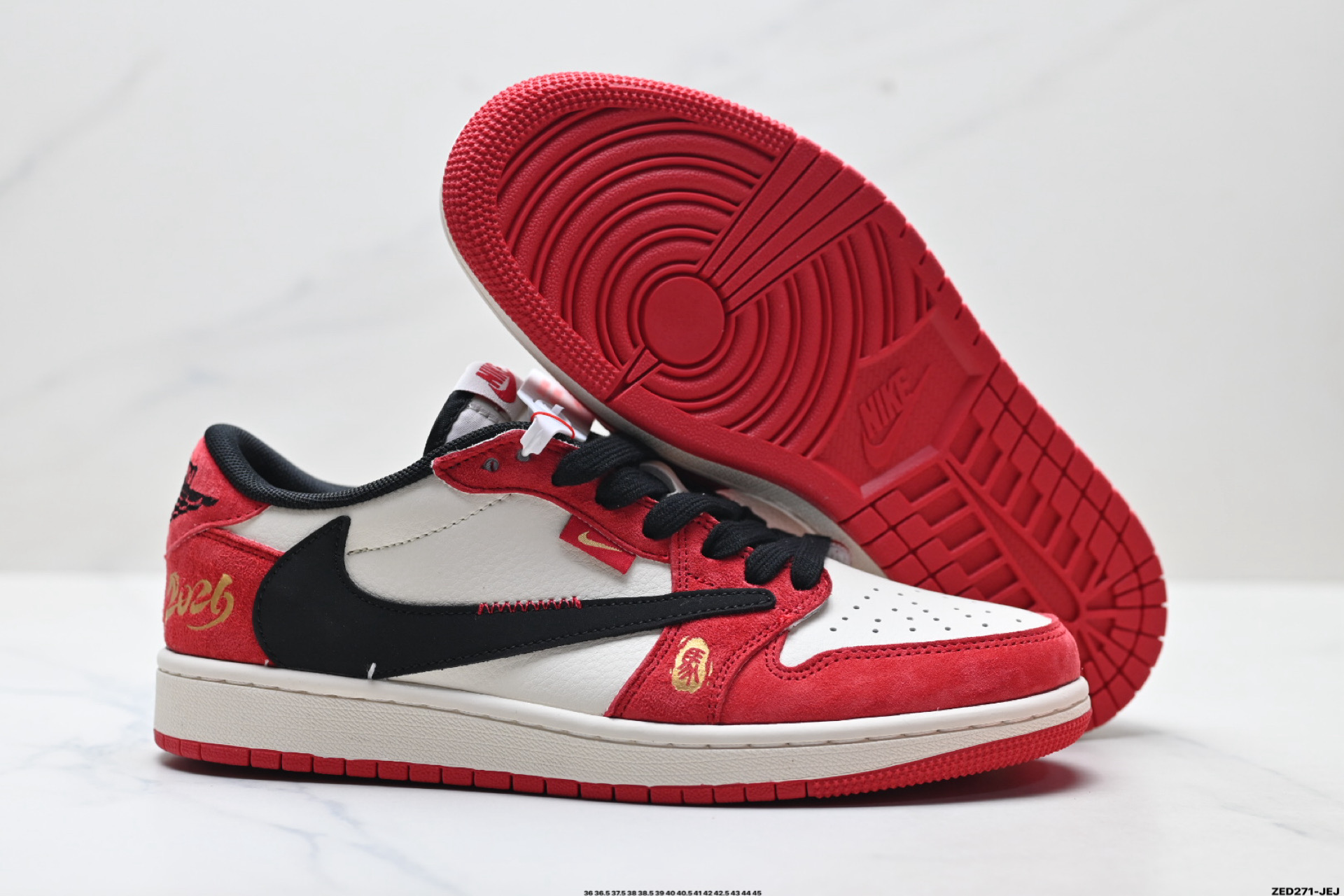 280 Nike Air Jordan 1 x Travis Scott AJ1倒勾 乔一倒钩 ‘DIY’定制 耐克 低帮文化篮球鞋 QW5288-142