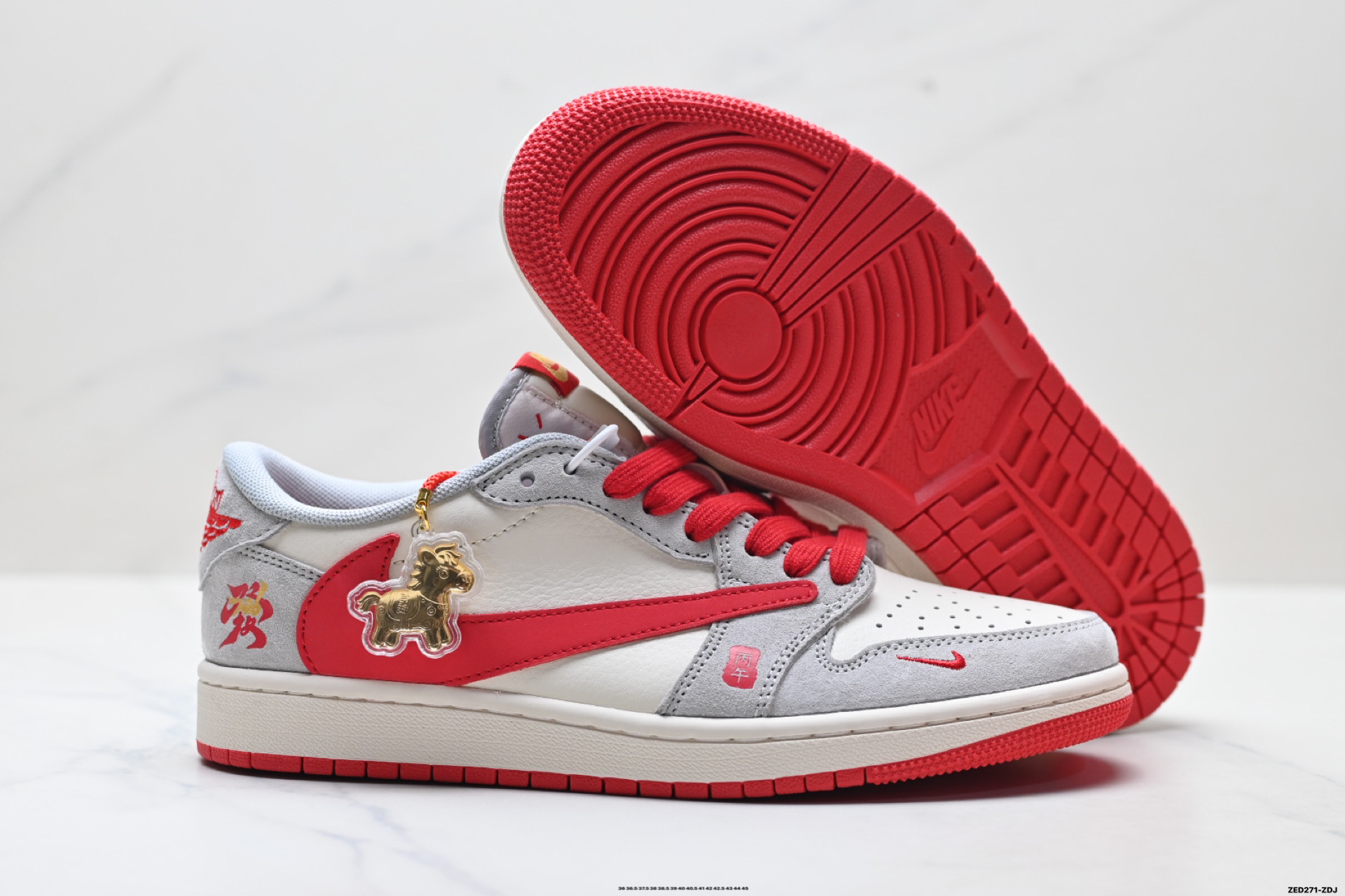 Nike Air Jordan 1 x Travis Scott AJ1倒勾 乔一倒钩 ‘DIY’定制 耐克 低帮文化篮球鞋 QW5288-141
