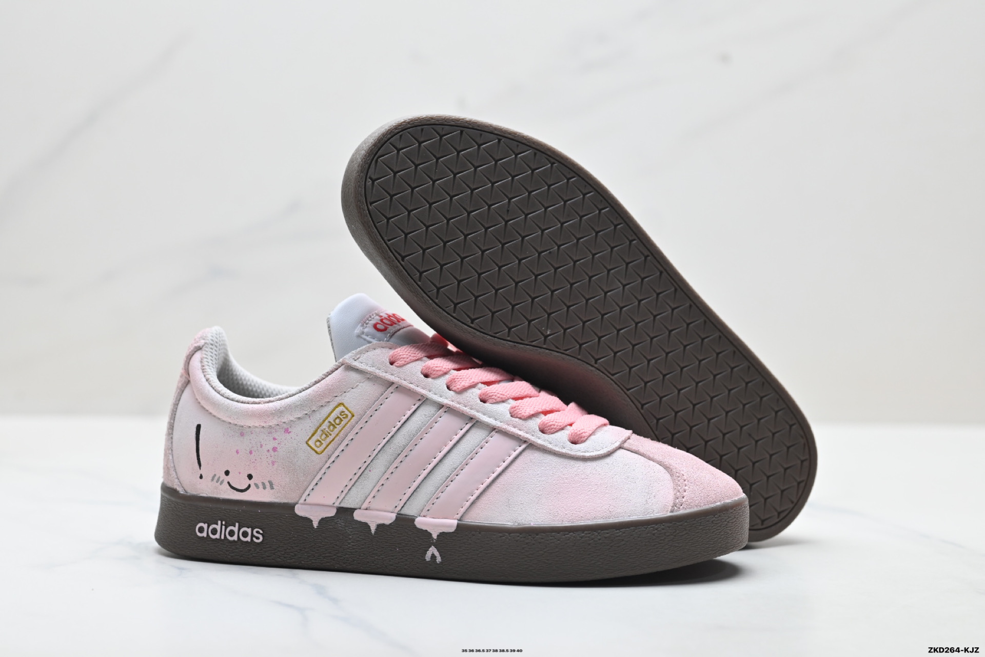 290 Adidas Vl Court Classic ‘DIY’定制 阿迪达斯 运动休闲 低帮德训T头鞋 HQ1802