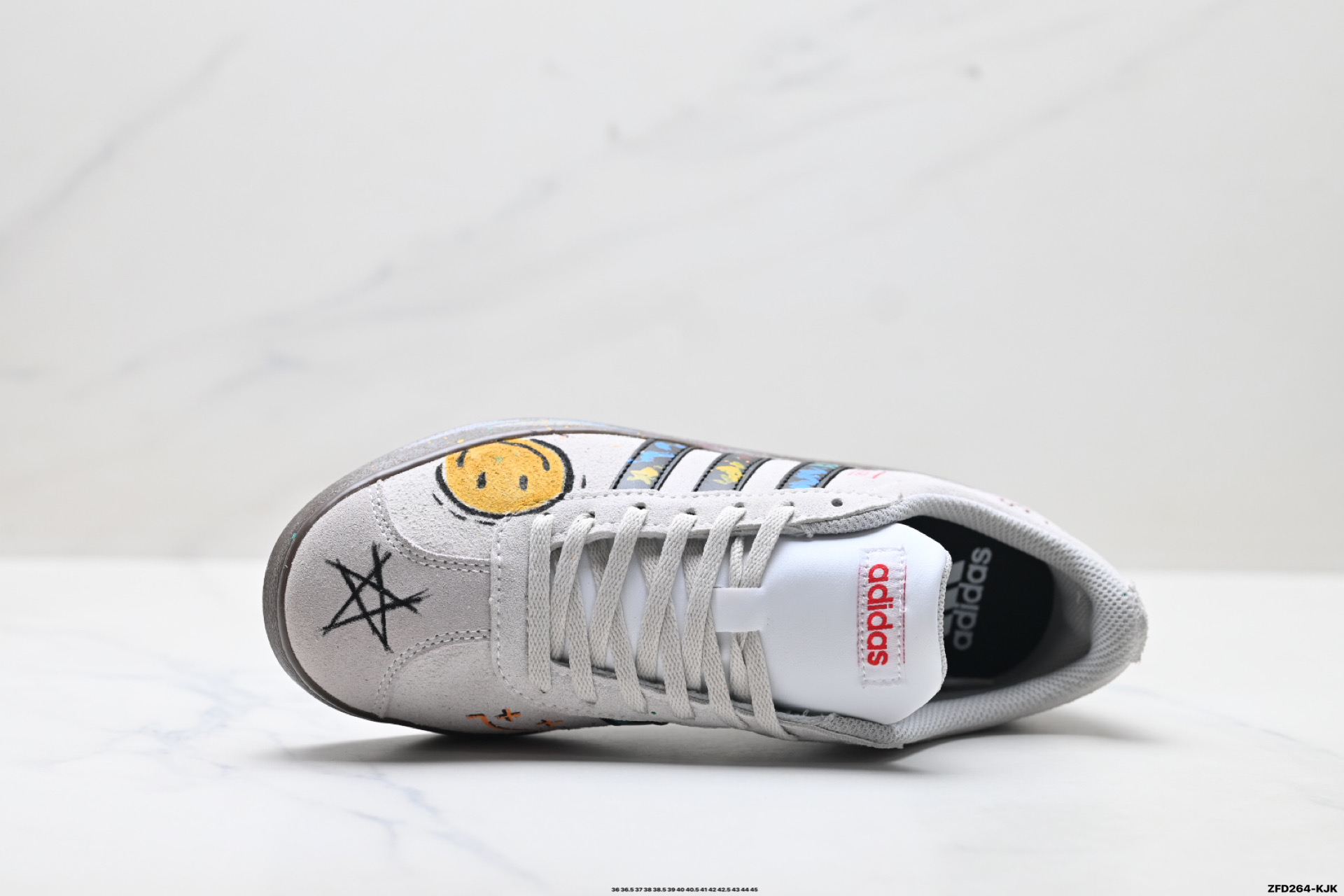 310 Adidas Vl Court Classic ‘DIY’定制 阿迪达斯 运动休闲 低帮德训T头鞋 HQ1802