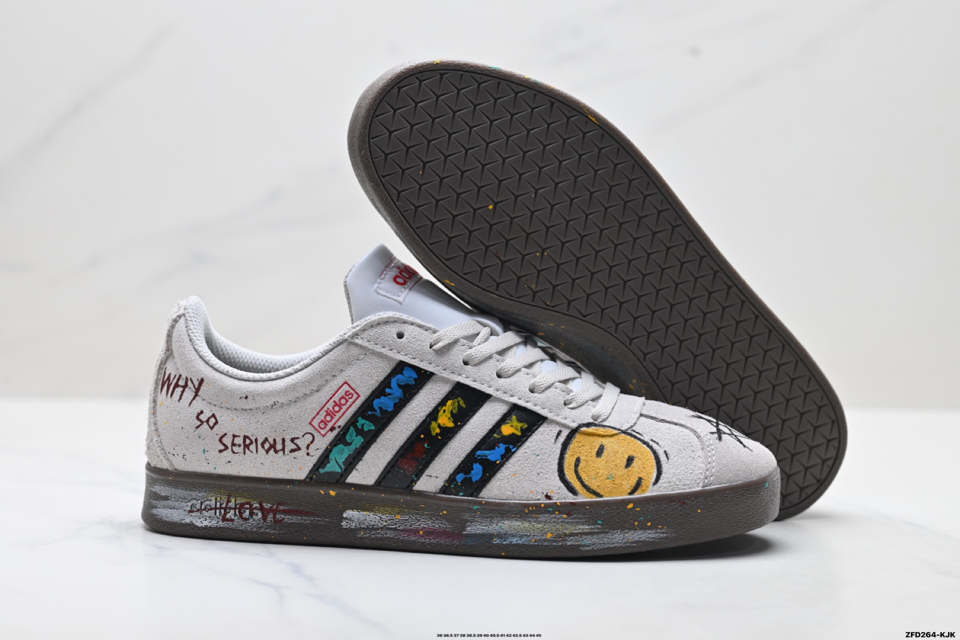 310 Adidas Vl Court Classic ‘DIY’定制 阿迪达斯 运动休闲 低帮德训T头鞋 HQ1802