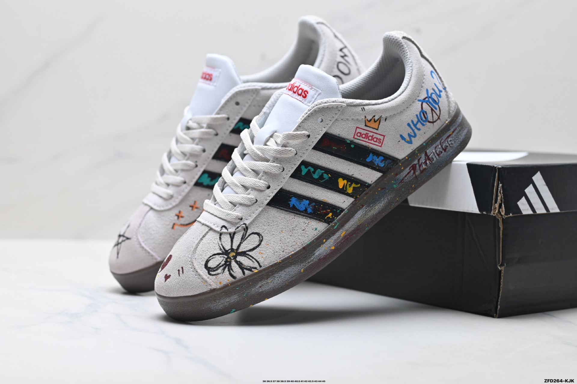 310 Adidas Vl Court Classic ‘DIY’定制 阿迪达斯 运动休闲 低帮德训T头鞋 HQ1802