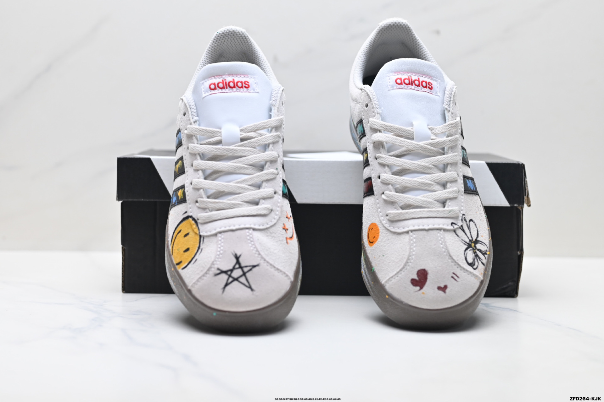310 Adidas Vl Court Classic ‘DIY’定制 阿迪达斯 运动休闲 低帮德训T头鞋 HQ1802
