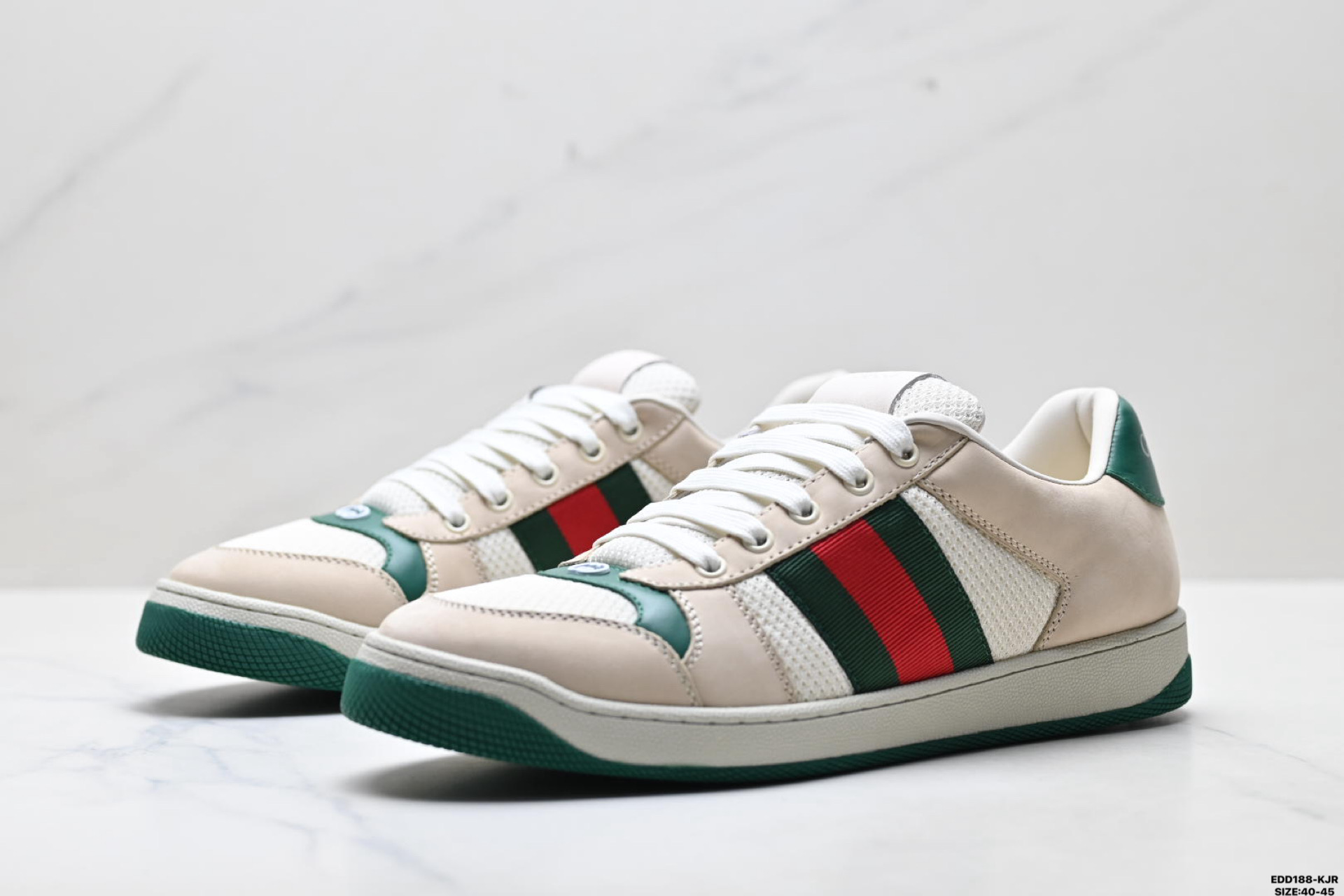 370 Gucci古驰 Screener 皮革 织带印花 做旧设计 低帮复古板鞋 700775 UPG90 9595