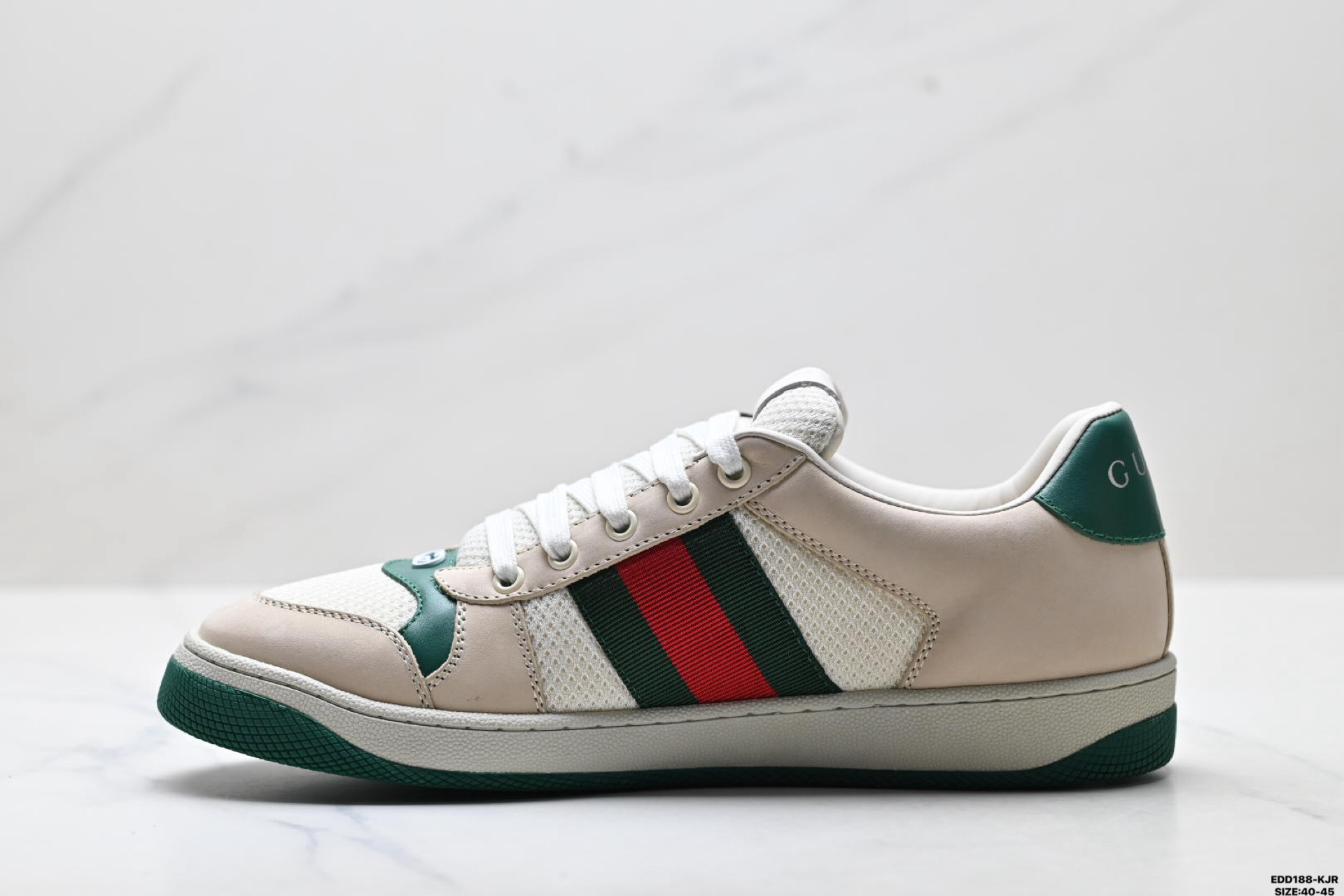 370 Gucci古驰 Screener 皮革 织带印花 做旧设计 低帮复古板鞋 700775 UPG90 9595