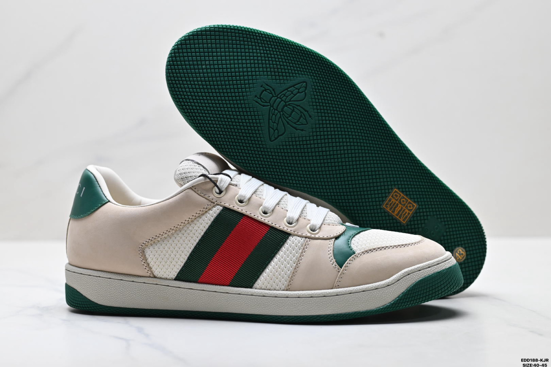 370 Gucci古驰 Screener 皮革 织带印花 做旧设计 低帮复古板鞋 700775 UPG90 9595