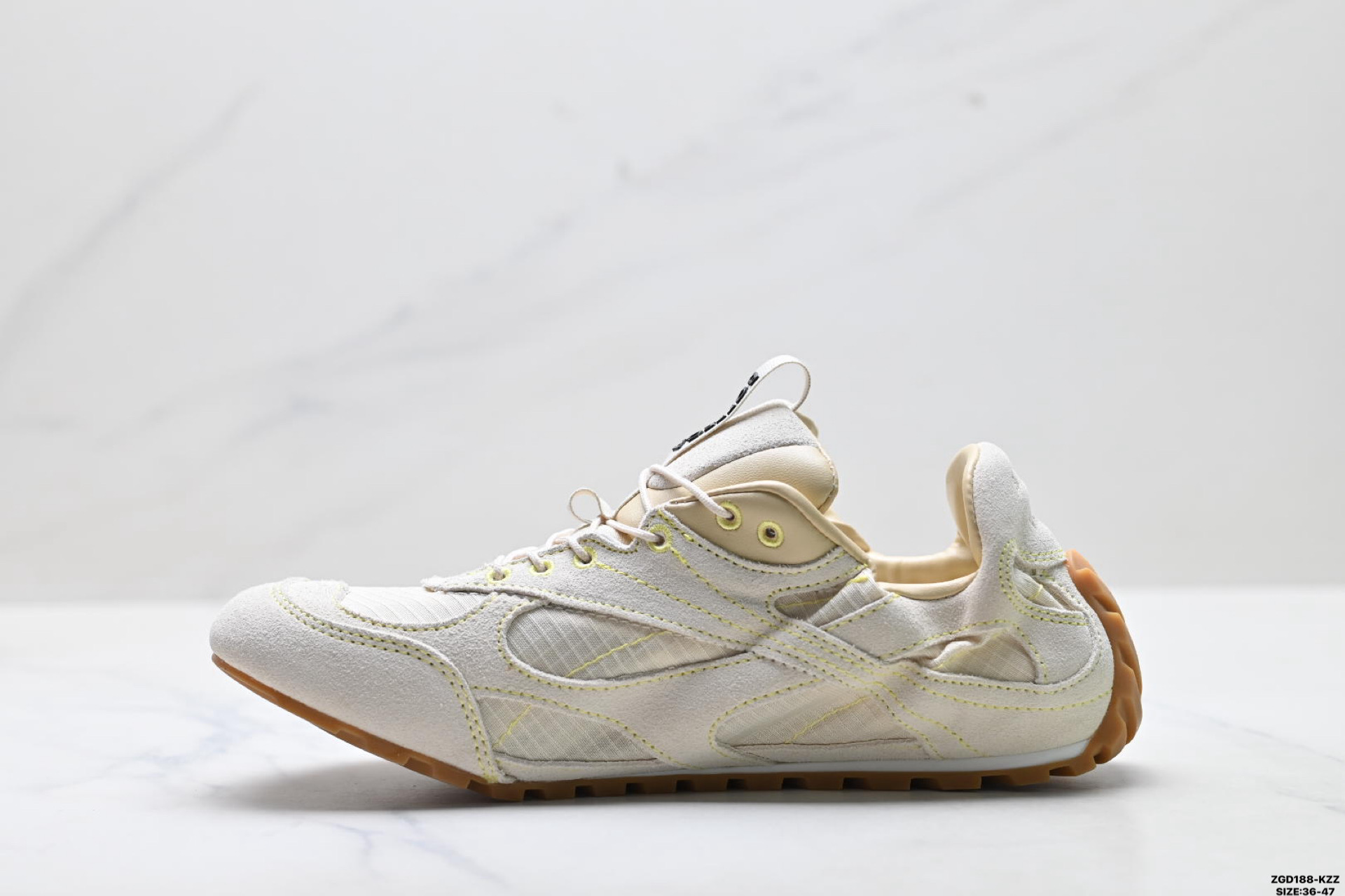 320 Bottega Veneta葆蝶家 Orbit Flash 麂皮抽绳平底 低帮休闲鞋 网眼 麂皮拼接 856046 V65D1 9012