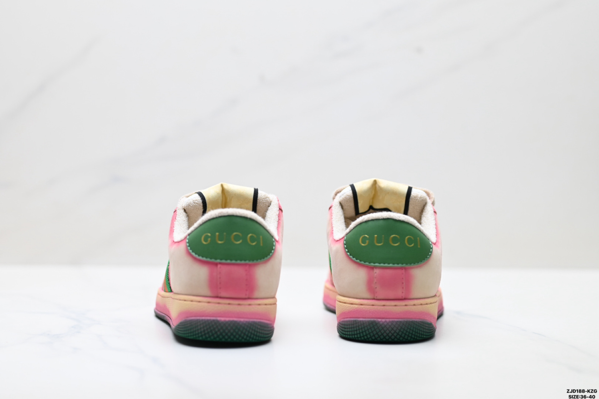 Gucci古驰 Screener 皮革 织带印花 做旧设计 低帮复古板鞋 700775 UPG90 9595