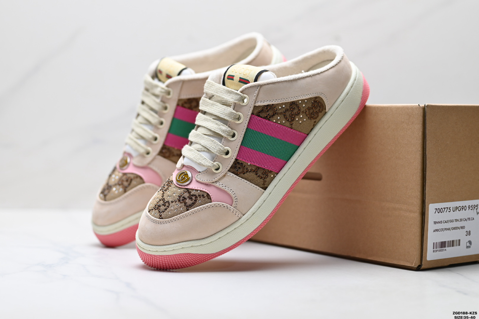 纯原Gucci古驰 Screener Mule 珠光GG图案 平底露跟 穆勒 半拖 包头拖鞋-Top High Quatity Cheap Sneakers Fashion Clothing Clothes Bags handbags Shoes of all Brand wholesale With The best Quality And Beautiful Price from China Factory Chinese suppliers wholesaler seller 纯原Gucci古驰 Screener Mule 珠光GG图案 平底露跟 穆勒 半拖 包头拖鞋
