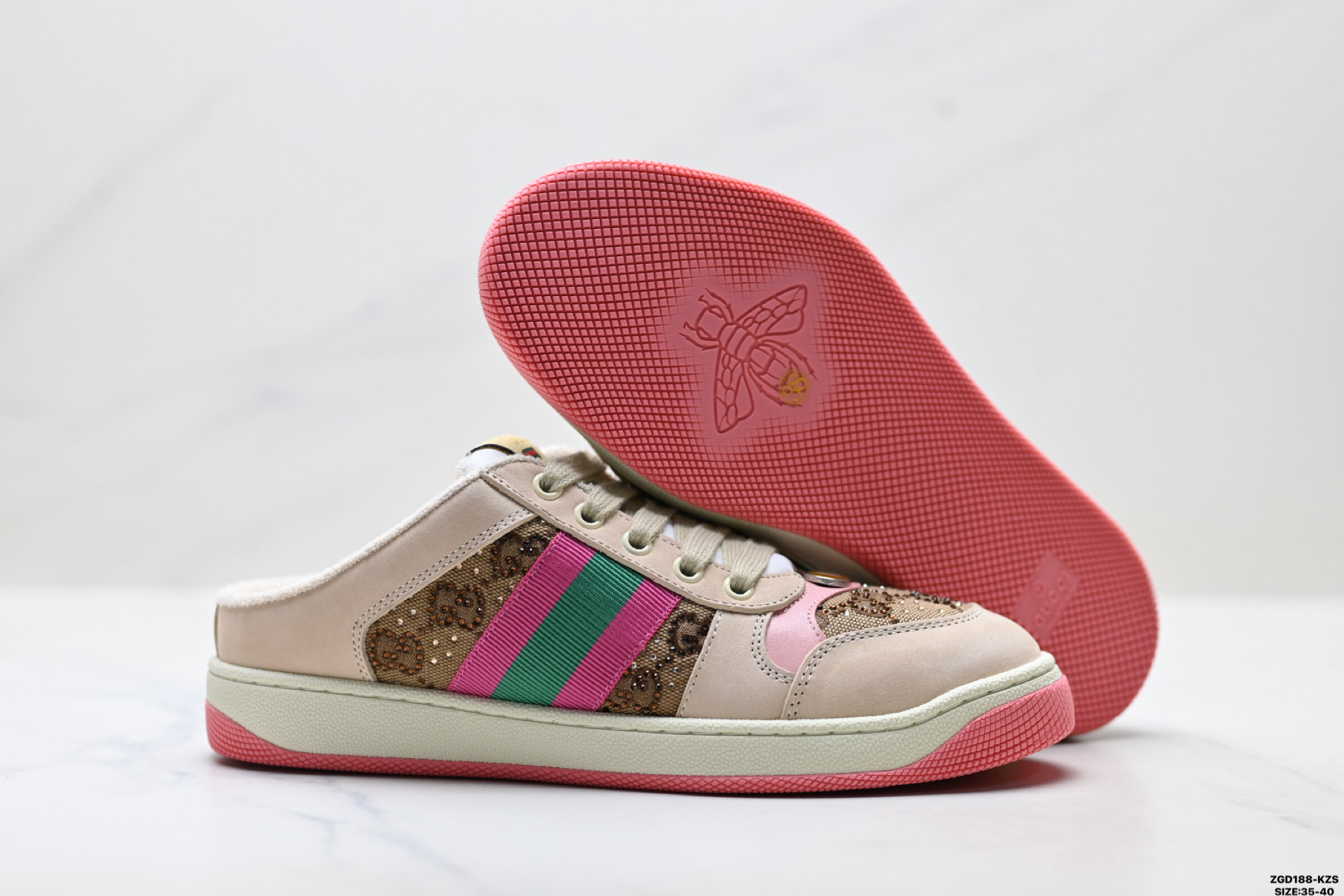 纯原Gucci古驰 Screener Mule 珠光GG图案 平底露跟 穆勒 半拖 包头拖鞋-Top High Quatity Cheap Sneakers Fashion Clothing Clothes Bags handbags Shoes of all Brand wholesale With The best Quality And Beautiful Price from China Factory Chinese suppliers wholesaler seller 纯原Gucci古驰 Screener Mule 珠光GG图案 平底露跟 穆勒 半拖 包头拖鞋