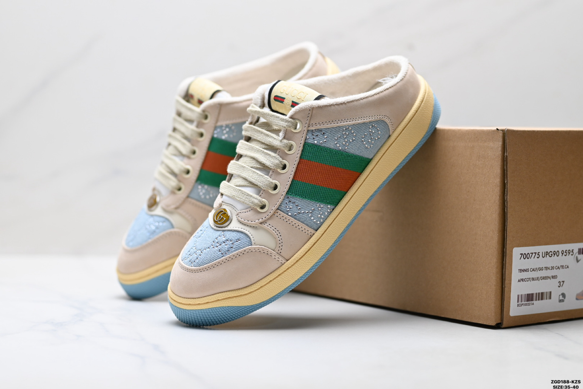 纯原Gucci古驰 Screener Mule 珠光GG图案 平底露跟 穆勒 半拖 包头拖鞋-Top High Quatity Cheap Sneakers Fashion Clothing Clothes Bags handbags Shoes of all Brand wholesale With The best Quality And Beautiful Price from China Factory Chinese suppliers wholesaler seller 纯原Gucci古驰 Screener Mule 珠光GG图案 平底露跟 穆勒 半拖 包头拖鞋