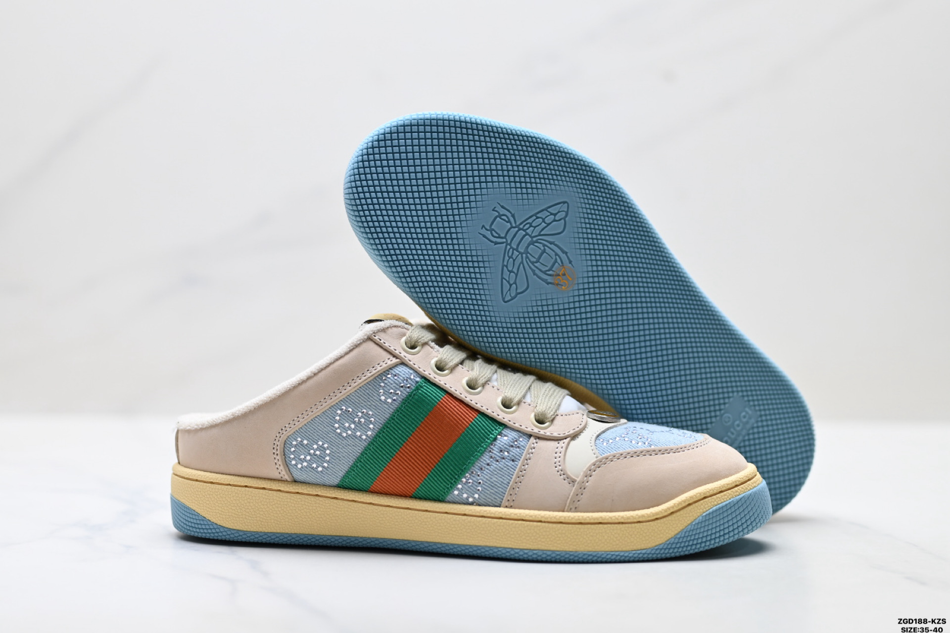 纯原Gucci古驰 Screener Mule 珠光GG图案 平底露跟 穆勒 半拖 包头拖鞋-Top High Quatity Cheap Sneakers Fashion Clothing Clothes Bags handbags Shoes of all Brand wholesale With The best Quality And Beautiful Price from China Factory Chinese suppliers wholesaler seller 纯原Gucci古驰 Screener Mule 珠光GG图案 平底露跟 穆勒 半拖 包头拖鞋