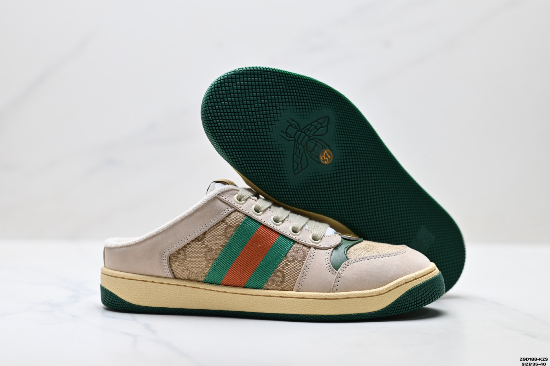 纯原Gucci古驰 Screener Mule 珠光GG图案 平底露跟 穆勒 半拖 包头拖鞋-Top High Quatity Cheap Sneakers Fashion Clothing Clothes Bags handbags Shoes of all Brand wholesale With The best Quality And Beautiful Price from China Factory Chinese suppliers wholesaler seller 纯原Gucci古驰 Screener Mule 珠光GG图案 平底露跟 穆勒 半拖 包头拖鞋