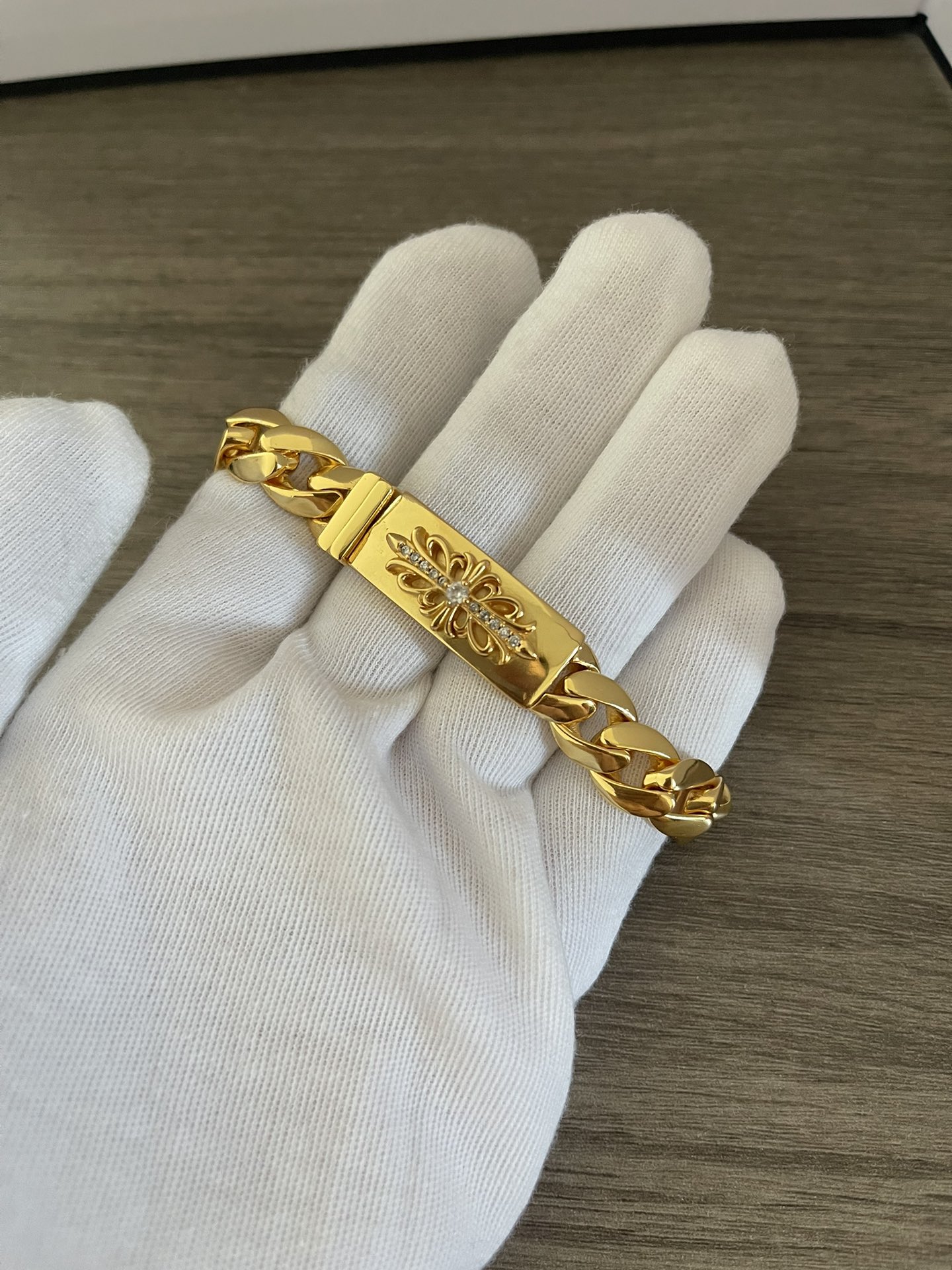 Chrome Hearts 十字花钻24K金手链
