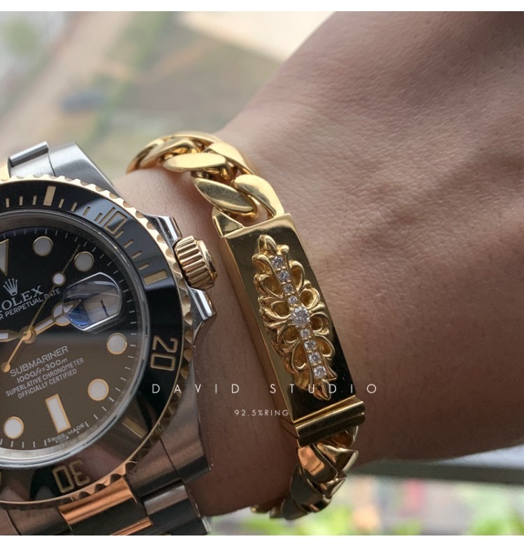Chrome Hearts 十字花钻24K金手链