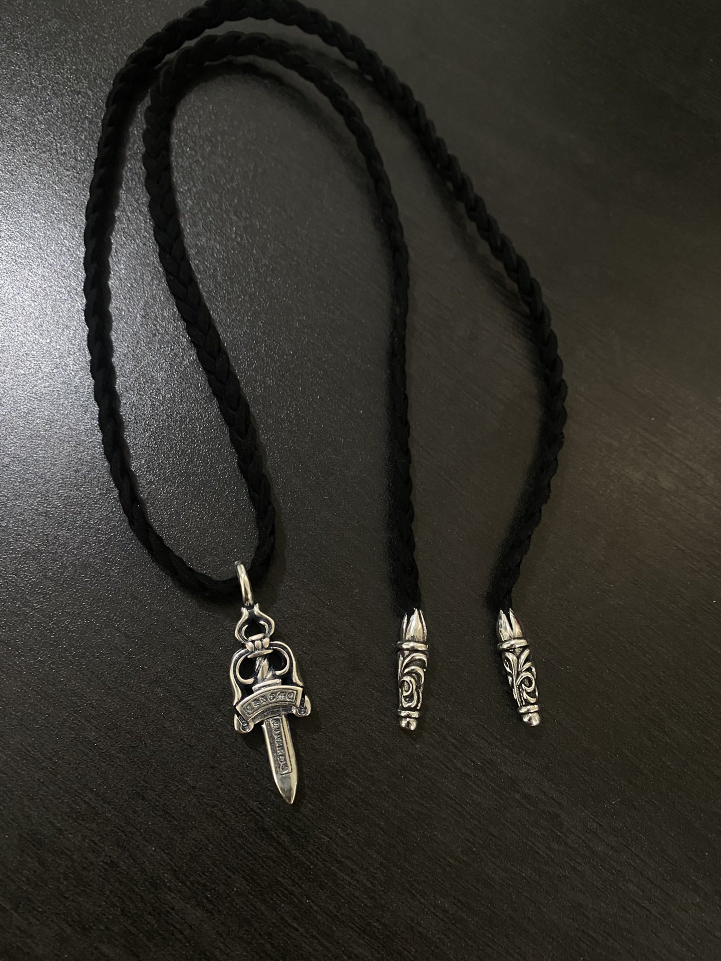 Chrome Hearts Fleur-de-Lis, Cross, and Flame Braided Leather Cord - Comprehensive 5