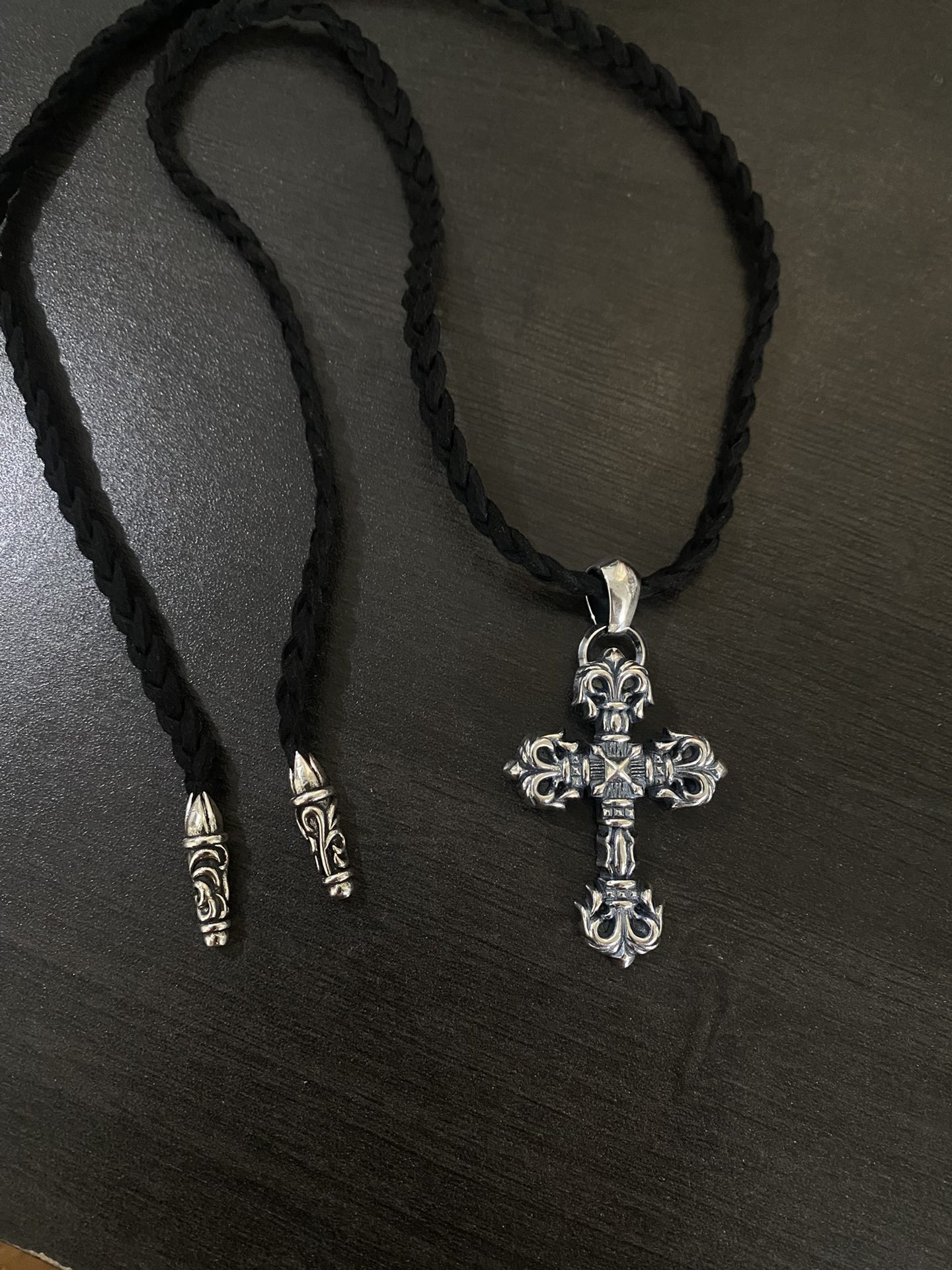 Chrome Hearts Fleur-de-Lis, Cross, and Flame Braided Leather Cord - Comprehensive 2
