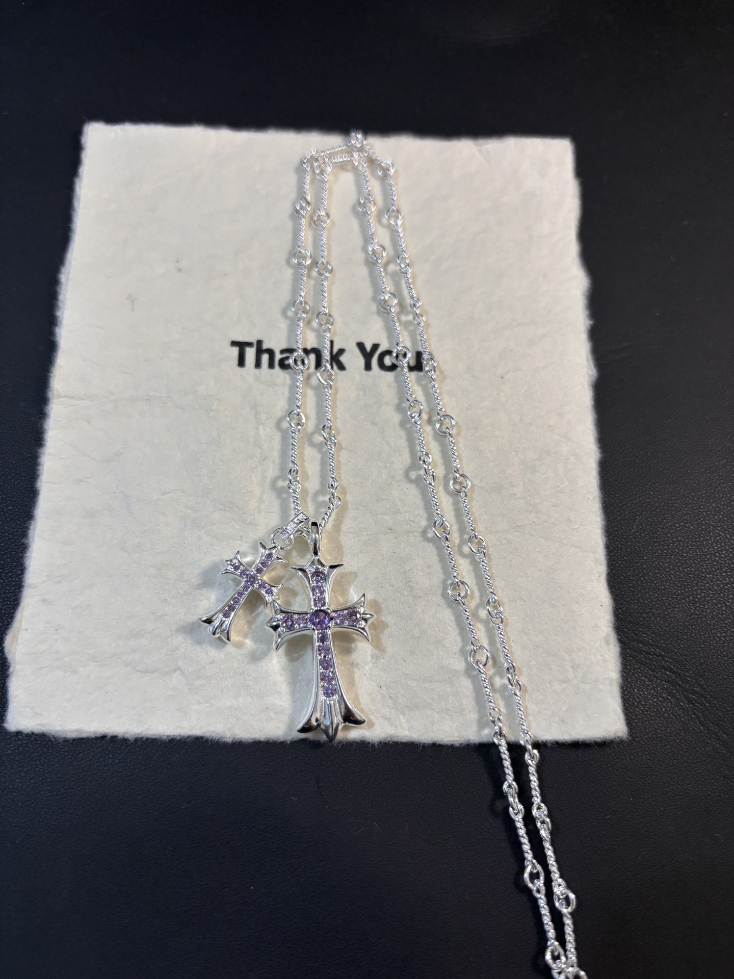 💰100 克罗心𝐂𝐡𝐫𝐨𝐦𝐞 𝐡𝐞𝐚𝐫𝐭𝐬  双十字架项链

这款超多网红 明星同款 