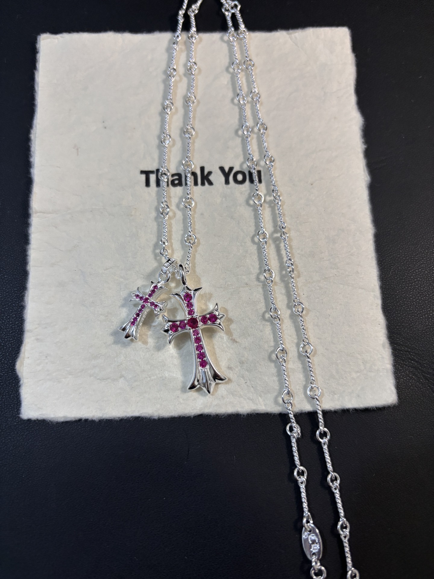 💰100 克罗心𝐂𝐡𝐫𝐨𝐦𝐞 𝐡𝐞𝐚𝐫𝐭𝐬  双十字架项链

这款超多网红 明星同款 