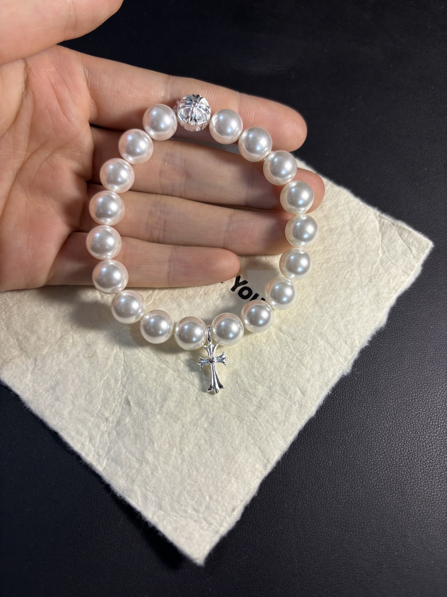 💰135 檀健次明星网红同款M家联名克罗心十字架珍珠手链手串