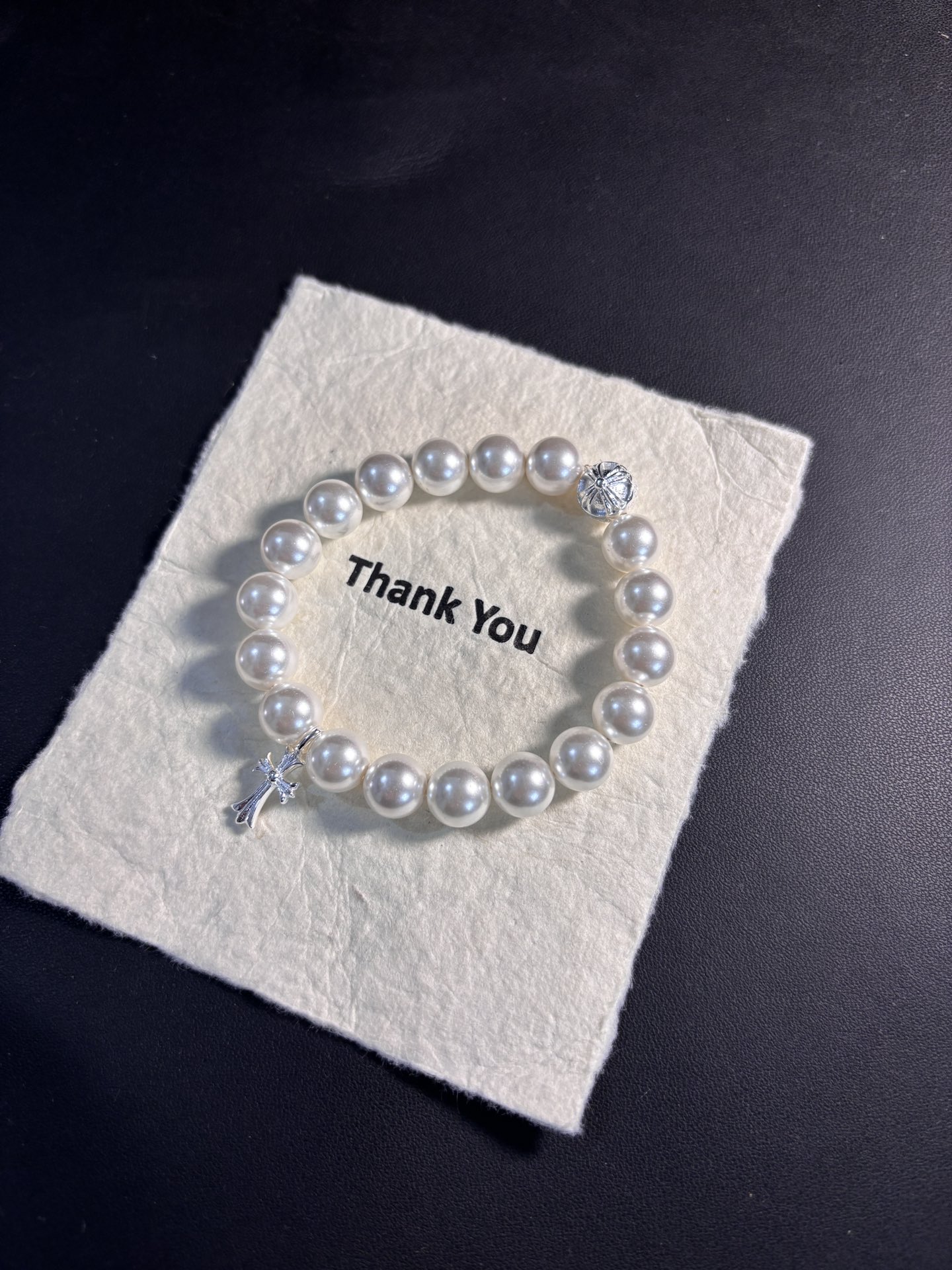 💰135 檀健次明星网红同款M家联名克罗心十字架珍珠手链手串