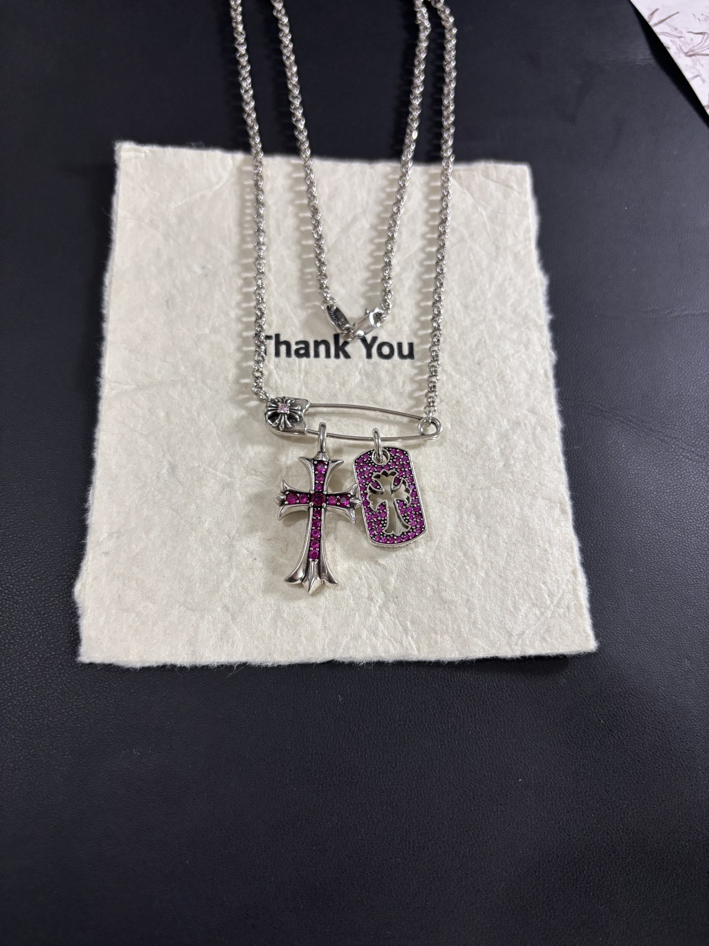 NO:114848,Croheart pin red diamond necklace, jewelry boutique, chrome hearts, necklace19860909克罗心别针红钻项链,饰品精品,chrome hearts,necklace,Jewelry