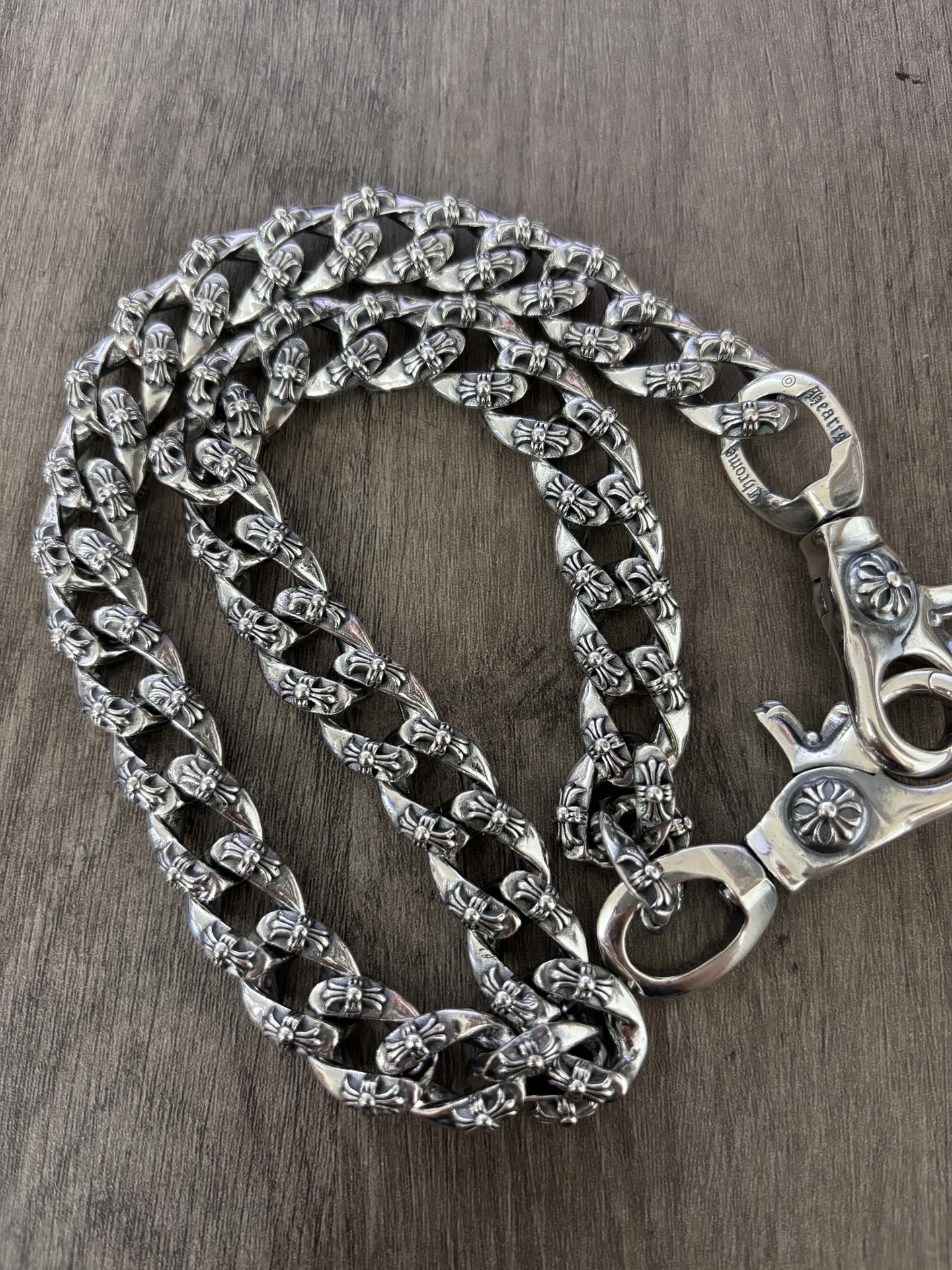 NO:555546,Chrome Hearts Double Button Cross Pattern Cuban Pants Chain Bag Chain, Jewelry Boutique, Chrome Hearts19860909克罗心双扣十字花古巴裤链 包包链,饰品精品,chrome hearts,Jewelry