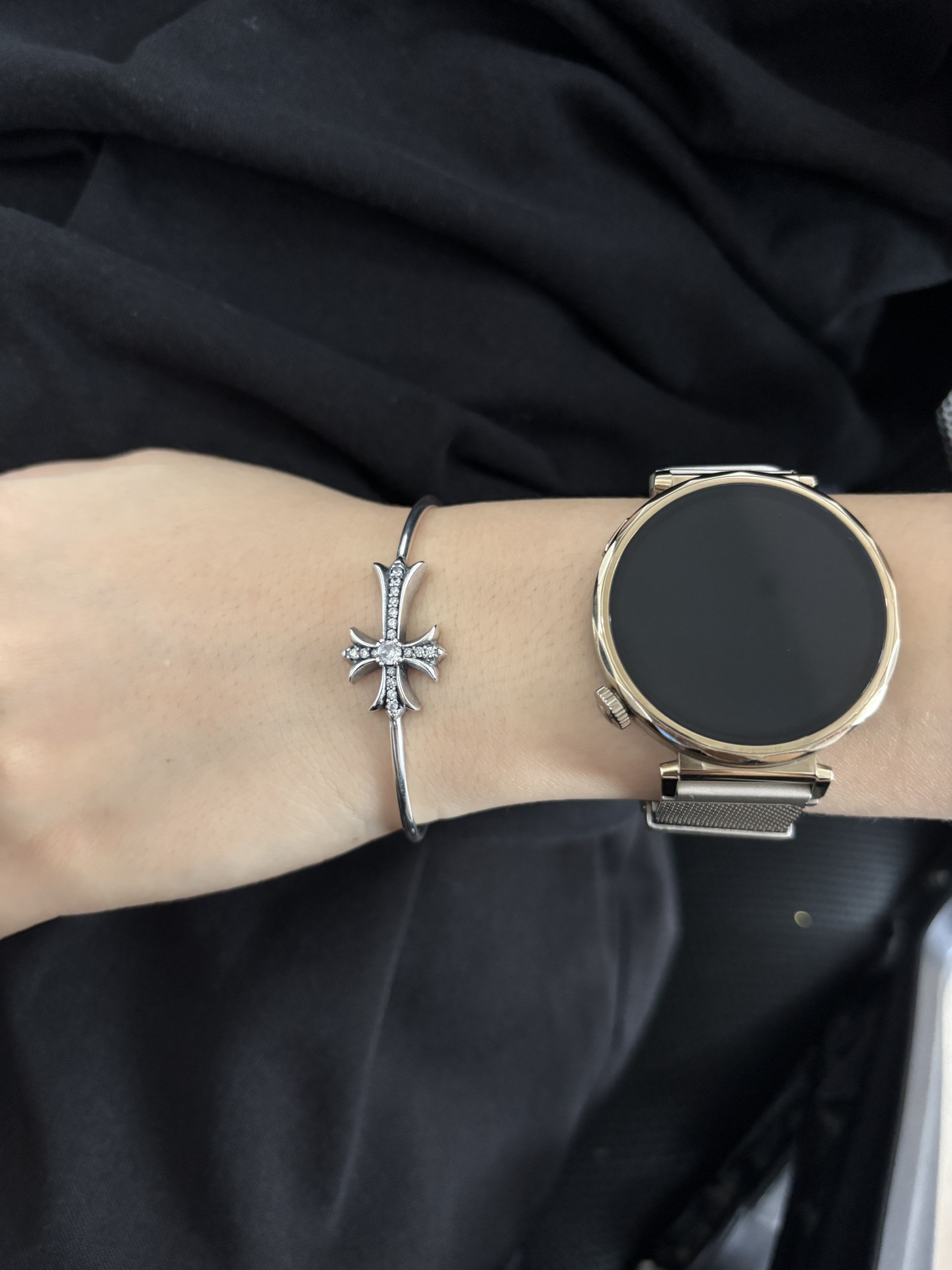 375-Cross-Cross White Drilling bracelet - 图片 5