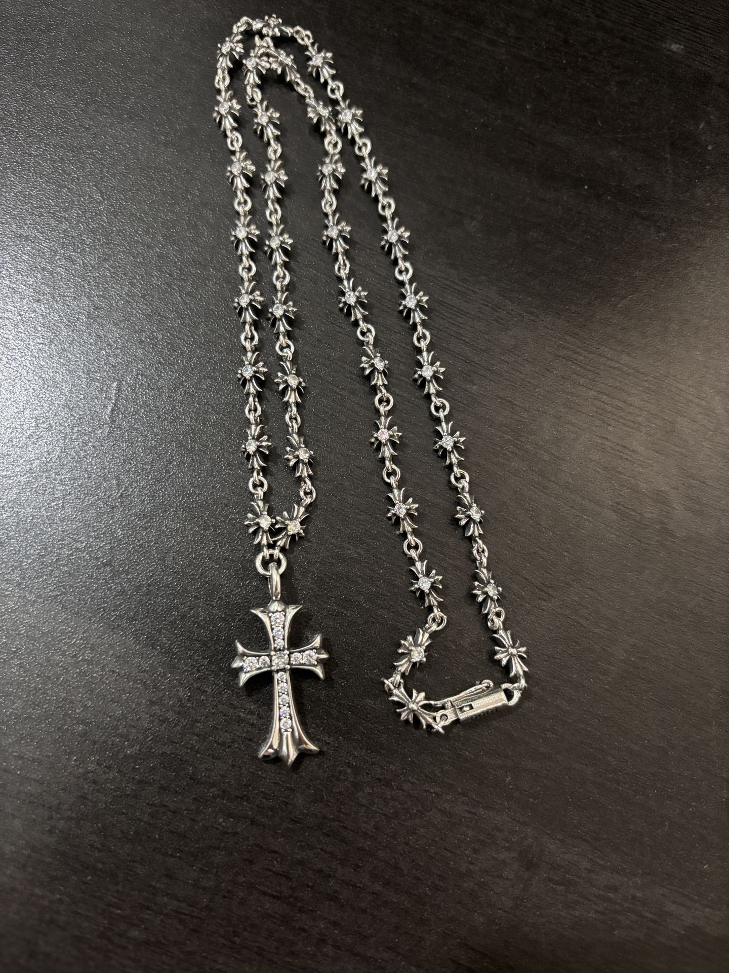 NO:583011,Chrome heart cross white diamond integrated necklace, fine jewelry, chrome hearts, necklace19860909克罗心十字架白钻一体项链,饰品精品,chrome hearts,necklace,Jewelry