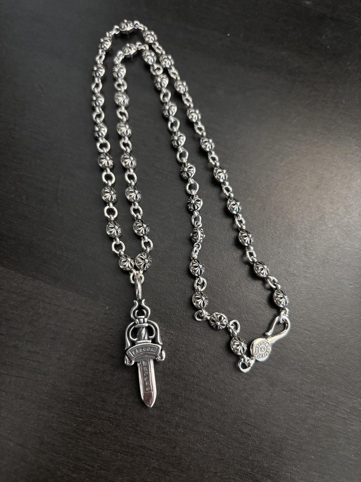 NO:588842,Chrome cross double-sided sword necklace, fine jewelry, chrome hearts, necklace19860909克罗十字花双面宝剑项链,饰品精品,chrome hearts,necklace,Jewelry