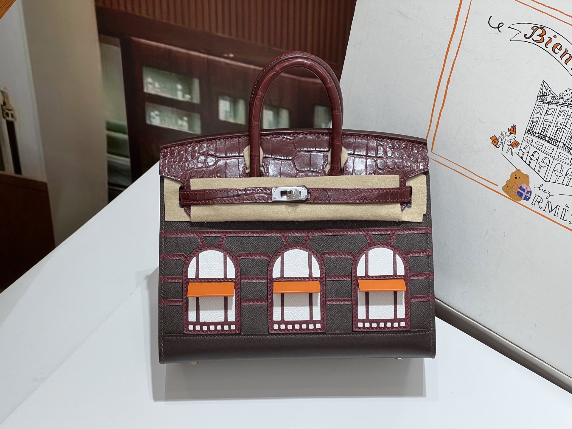 NO:699993,bk20 house bag burgundy precious crocodile skin the same original leather at the counter, hand-matched z, full set of hand-made nails, matched hardware, the highest version, Hermes, hermes, crocodile skin, Hermes,19860909bk20房子包 酒红色 弥足珍贵的鳄鱼皮 专柜同款原版皮,手工对版z ,全套手工钉,对版小五金 最高版本,爱马仕,hermes,crocodile skin,Hermes,,Bag