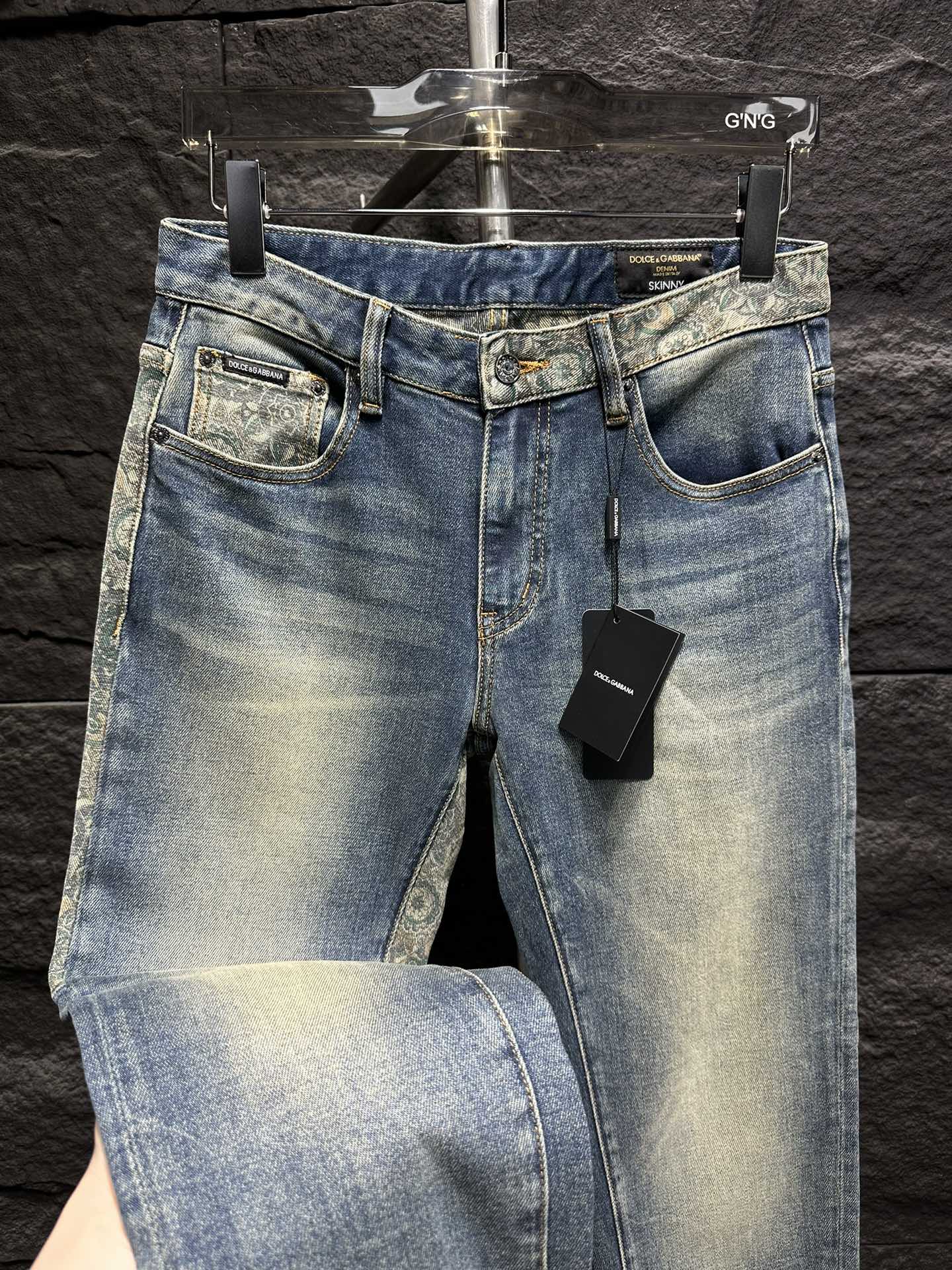 Dolce & Gabbana Denim Jeans with Paisley Panel and Cuffed Hem 6 i1746175714 2903 7