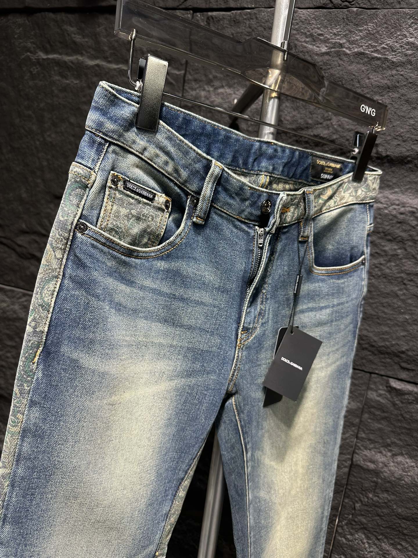Dolce & Gabbana Denim Jeans with Paisley Panel and Cuffed Hem 7 i1746175714 3255 1