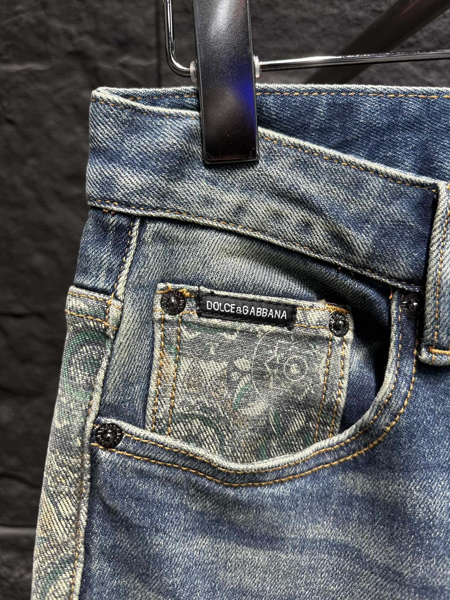 Dolce & Gabbana Denim Jeans with Paisley Panel and Cuffed Hem 3 i1746175714 4075 8