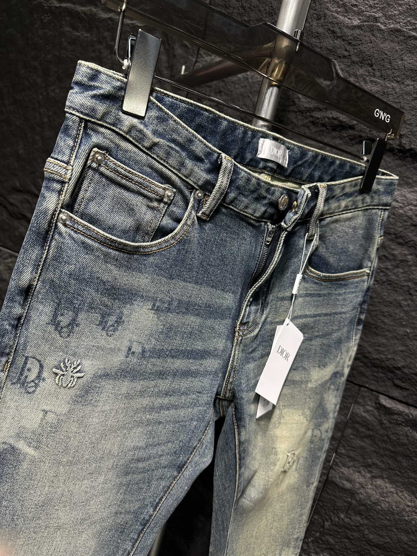 Dior Distressed Denim Jeans - Slim Fit, Light Blue Wash, Designer Style 6 i1746175803 4136 8