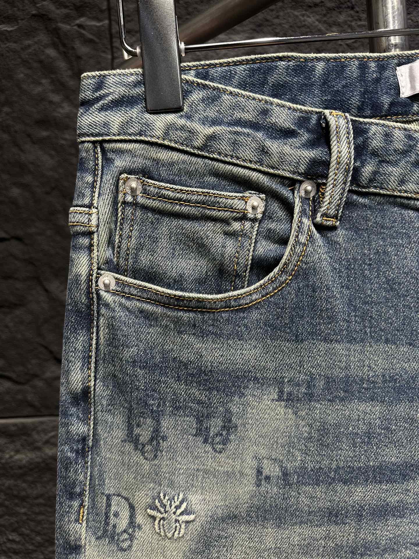 Dior Distressed Denim Jeans - Slim Fit, Light Blue Wash, Designer Style 4 i1746175803 4881 4