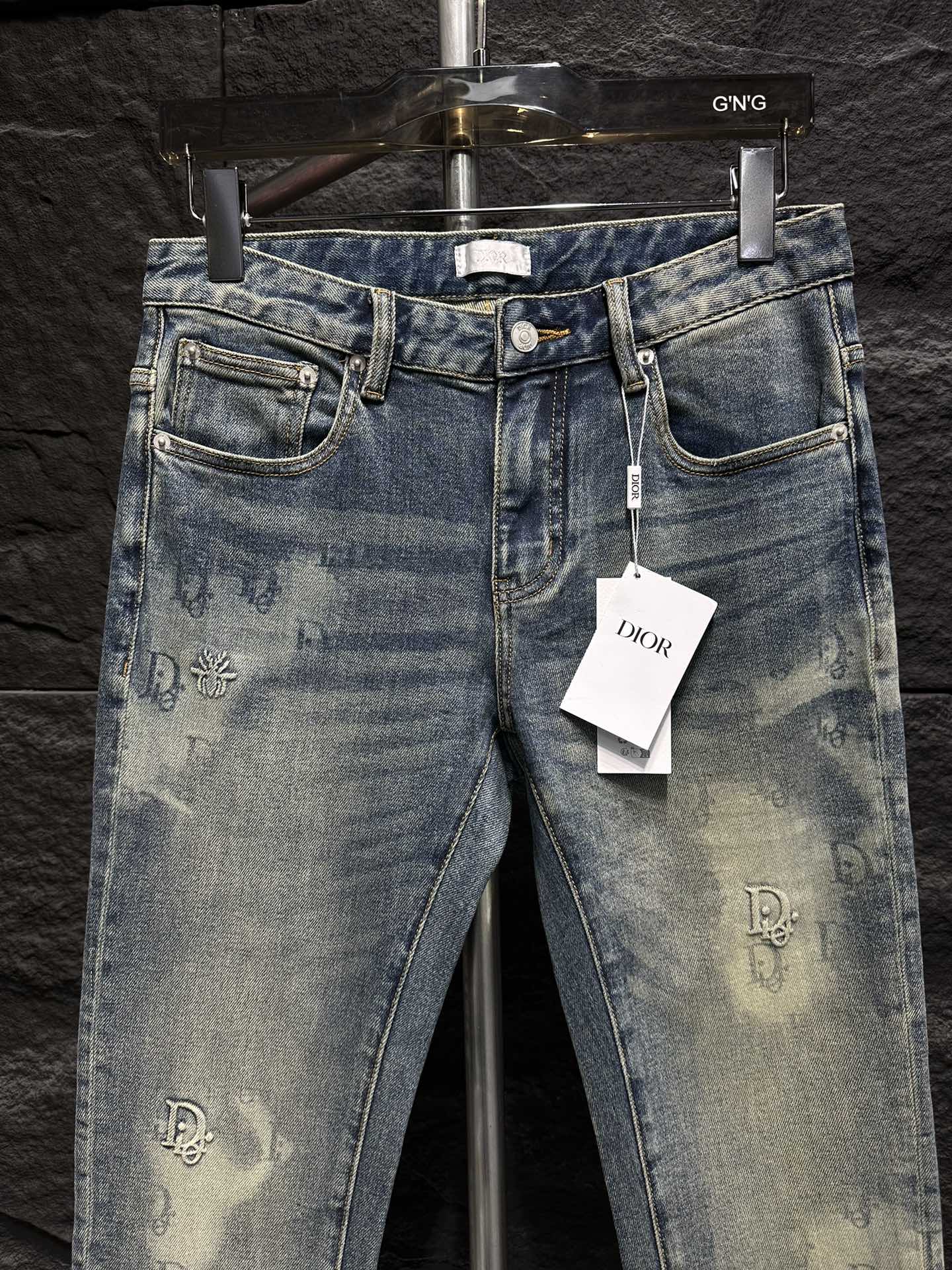 Dior Distressed Denim Jeans - Slim Fit, Light Blue Wash, Designer Style 3 i1746175803 8377 0