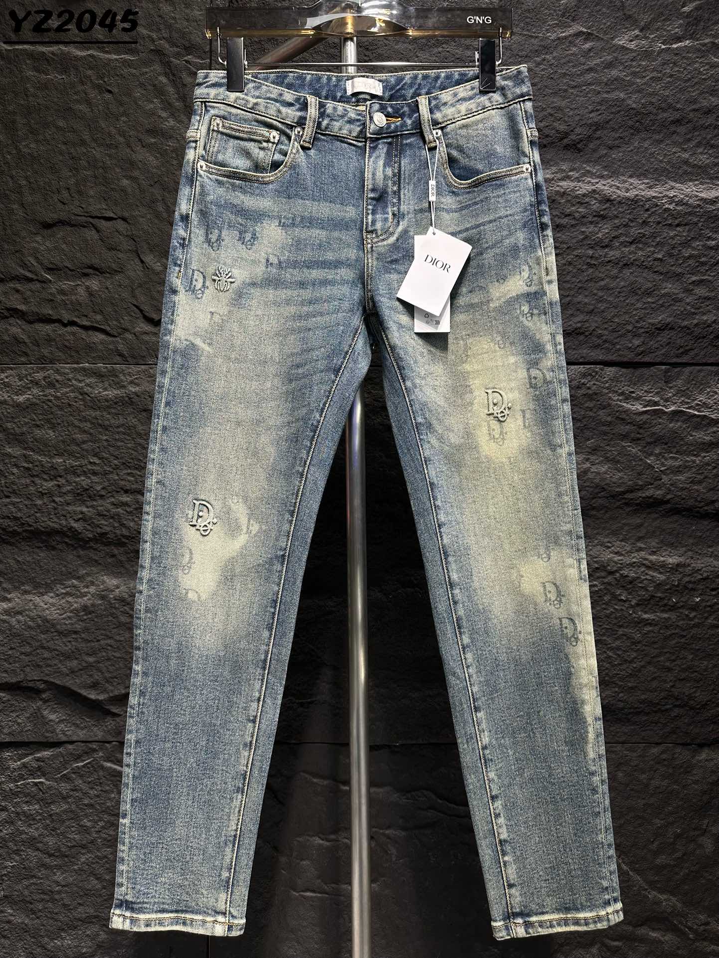 Dior Distressed Denim Jeans - Slim Fit, Light Blue Wash, Designer Style 2 i1746175803 9441 5