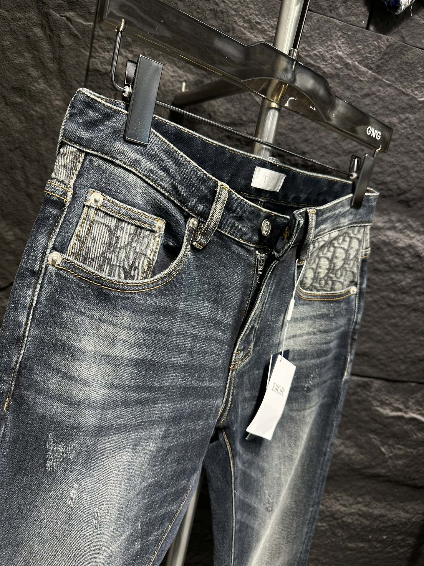 Dior Men's Jeans Blue Vintage Fashionable Slim Fit Denim Pants 8 i1746175887 6546 3