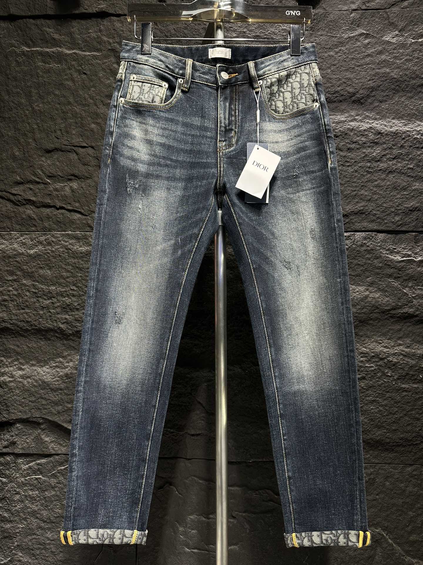Dior Men's Jeans Blue Vintage Fashionable Slim Fit Denim Pants 3 i1746175887 8099 9