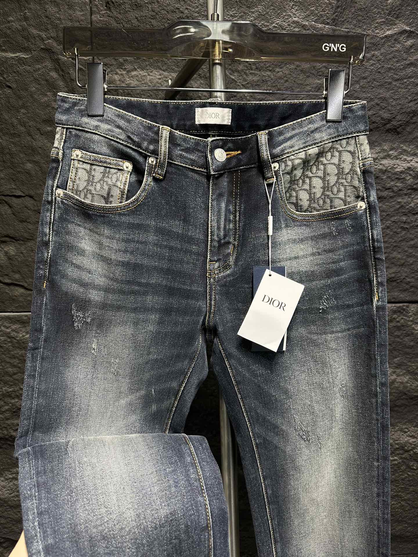 Dior Men's Jeans Blue Vintage Fashionable Slim Fit Denim Pants 6 i1746175887 8986 7