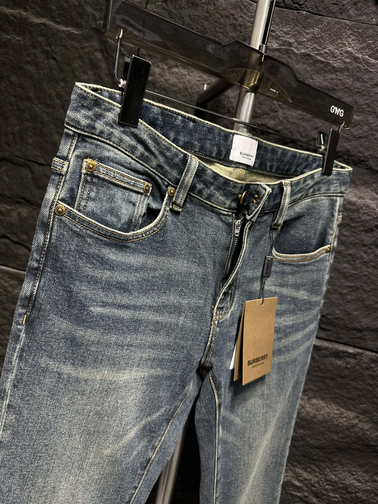 Burberry Men's Blue Wash Denim Jeans with Embroidered Logo Pocket Detail 7 i1746175946 2898 3