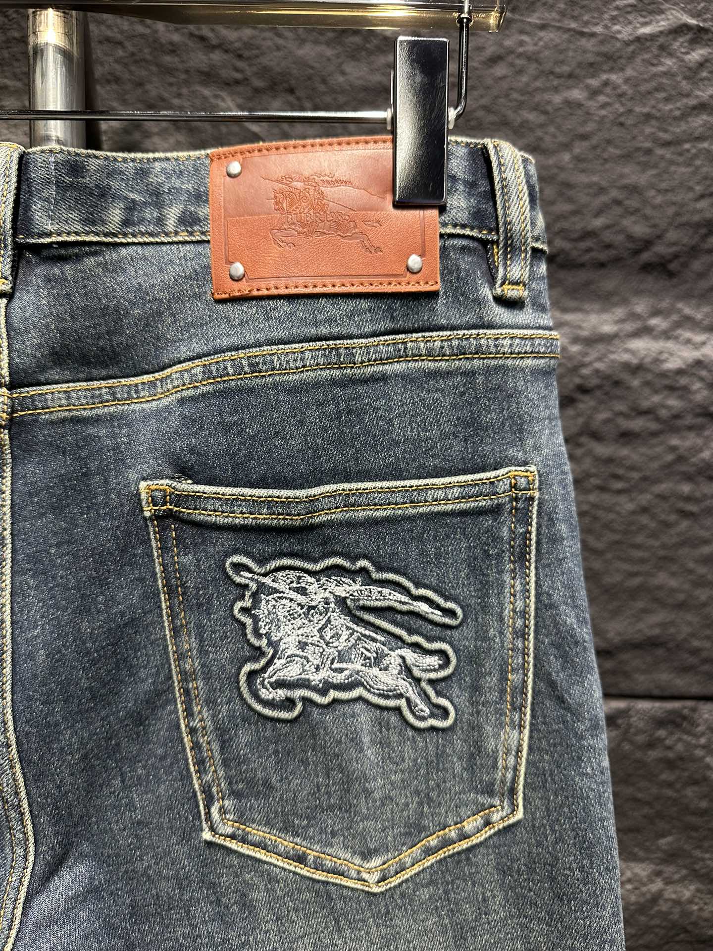 Burberry Men's Blue Wash Denim Jeans with Embroidered Logo Pocket Detail 8 i1746175946 3372 4