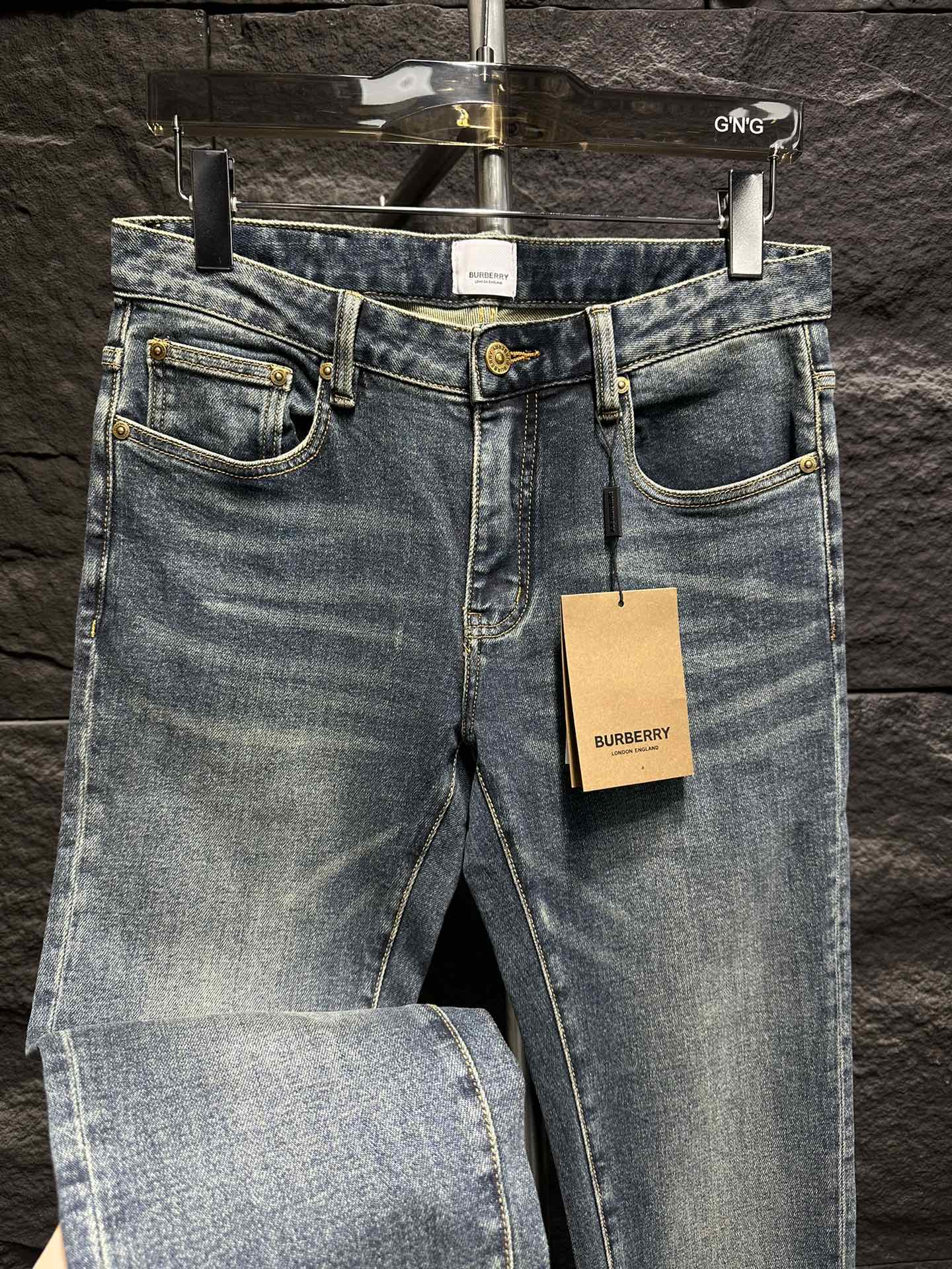 Burberry Men's Blue Wash Denim Jeans with Embroidered Logo Pocket Detail 6 i1746175946 4153 6
